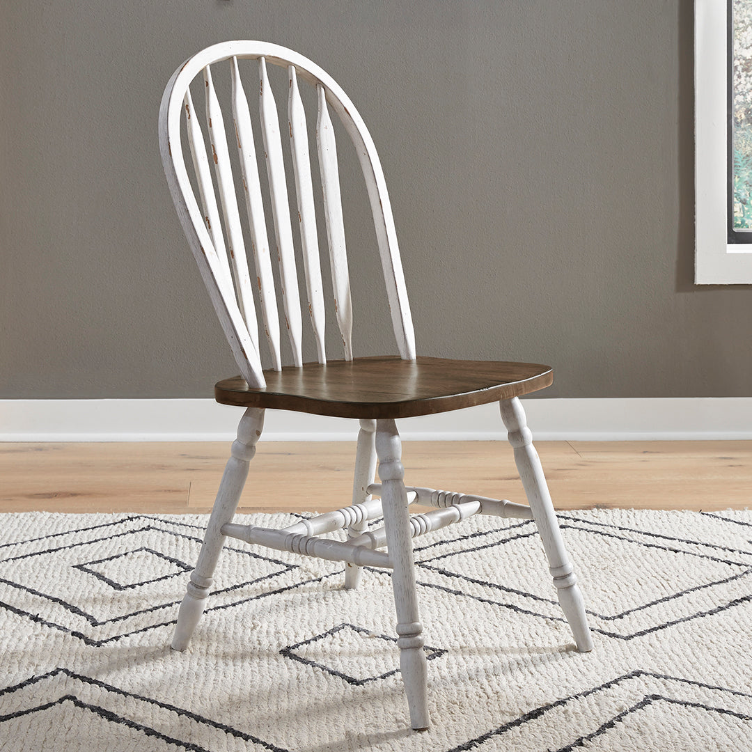 Carolina Crossing Windsor Side Chair in White - Classic Wooden Dining Chair for Kitchen, Dining Room, and Office Use