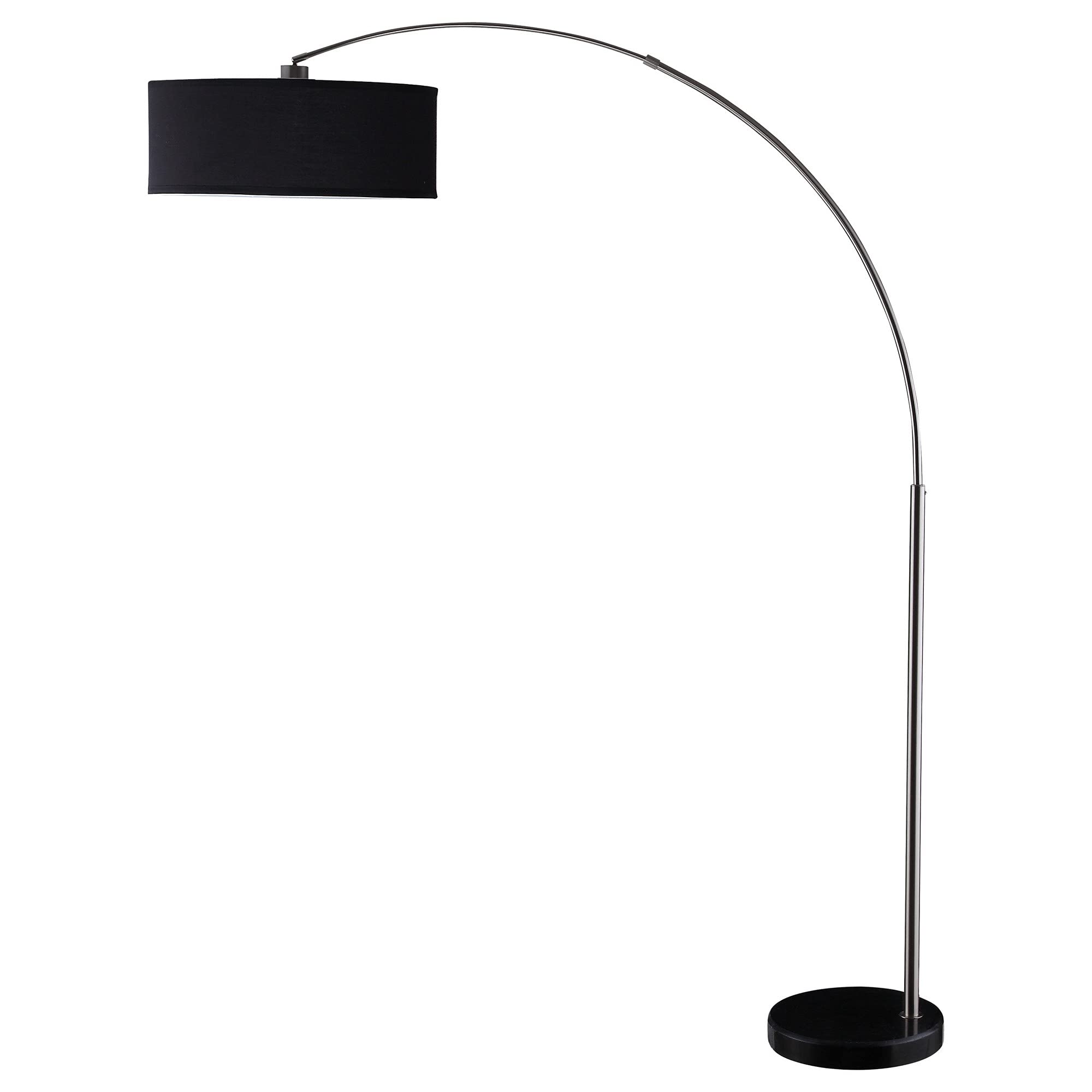 Benjara Modern Black Floor Lamp with Pendant Drum Shade & Arched Arm - Perfect for Living Room, Bedroom, or Office Lighting Decor