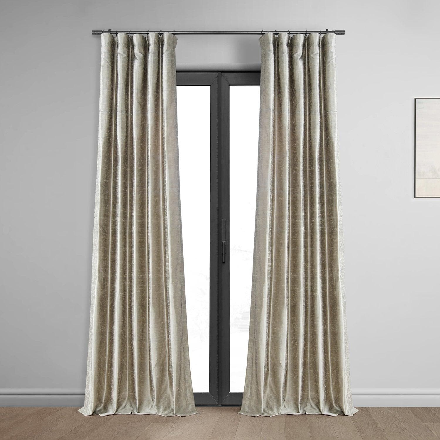 Luxury Cashmere Textured Dupioni Silk Blackout Curtains - Elegant Room Darkening Drapes for Bedroom & Living Room
