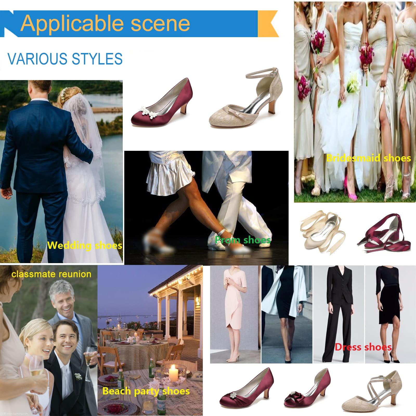 2.56 Inch Strap Party Court Shoes for Women - Elegant Bridal Prom Wedding Shoes, Closed Toe Satin Mary Jane Heels in White (Size 6) - Perfect for Bride, Bridesmaids, and Formal Occasions