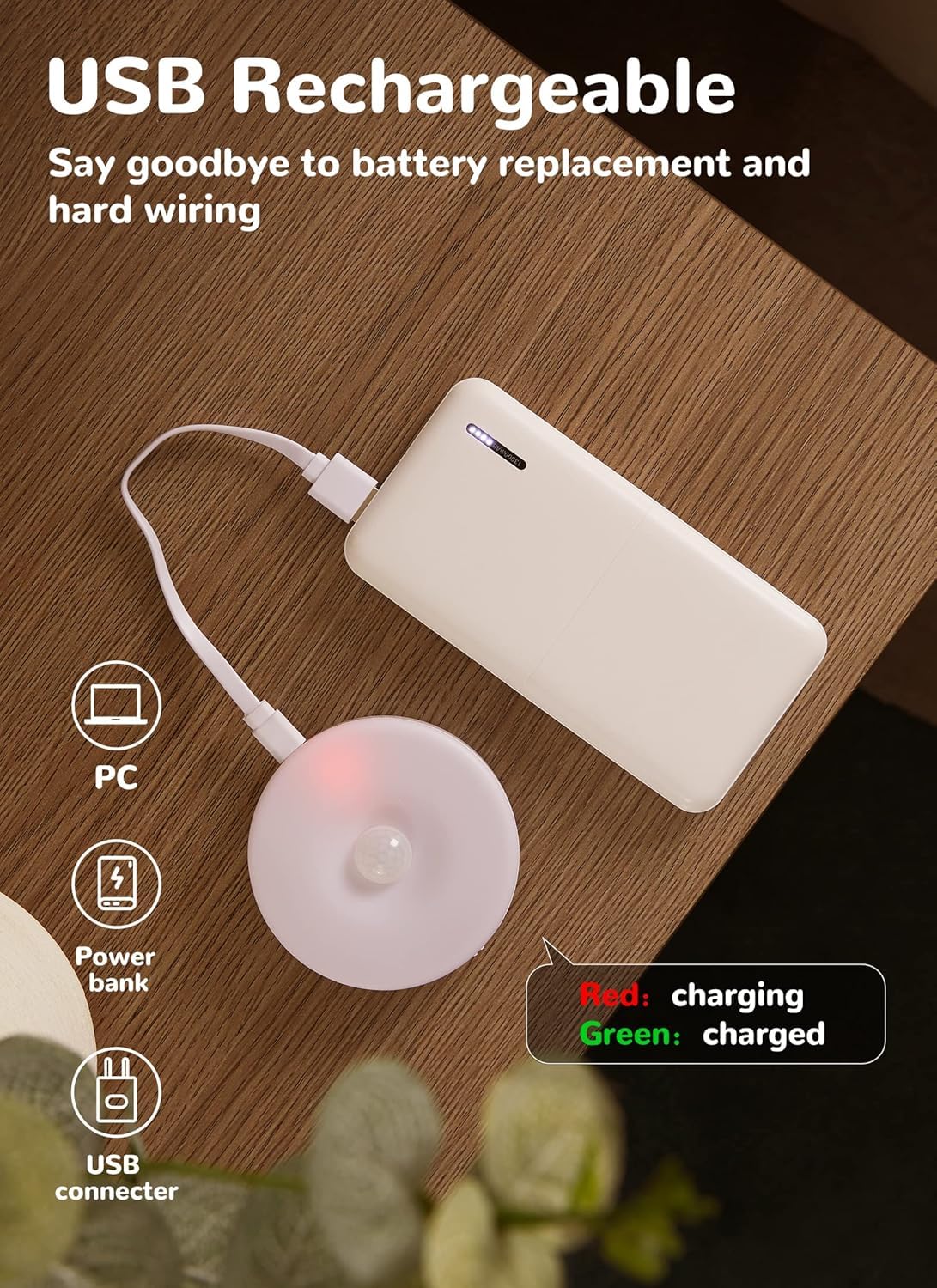 Homelist 6-Pack Motion Sensor LED Under Cabinet Lights - Wireless Rechargeable Battery Operated Puck Lights for Kitchen, Closet, Stairs & Walls (Warm/White) | Indoor Magnetic Night Lighting for Home Safety & Convenience