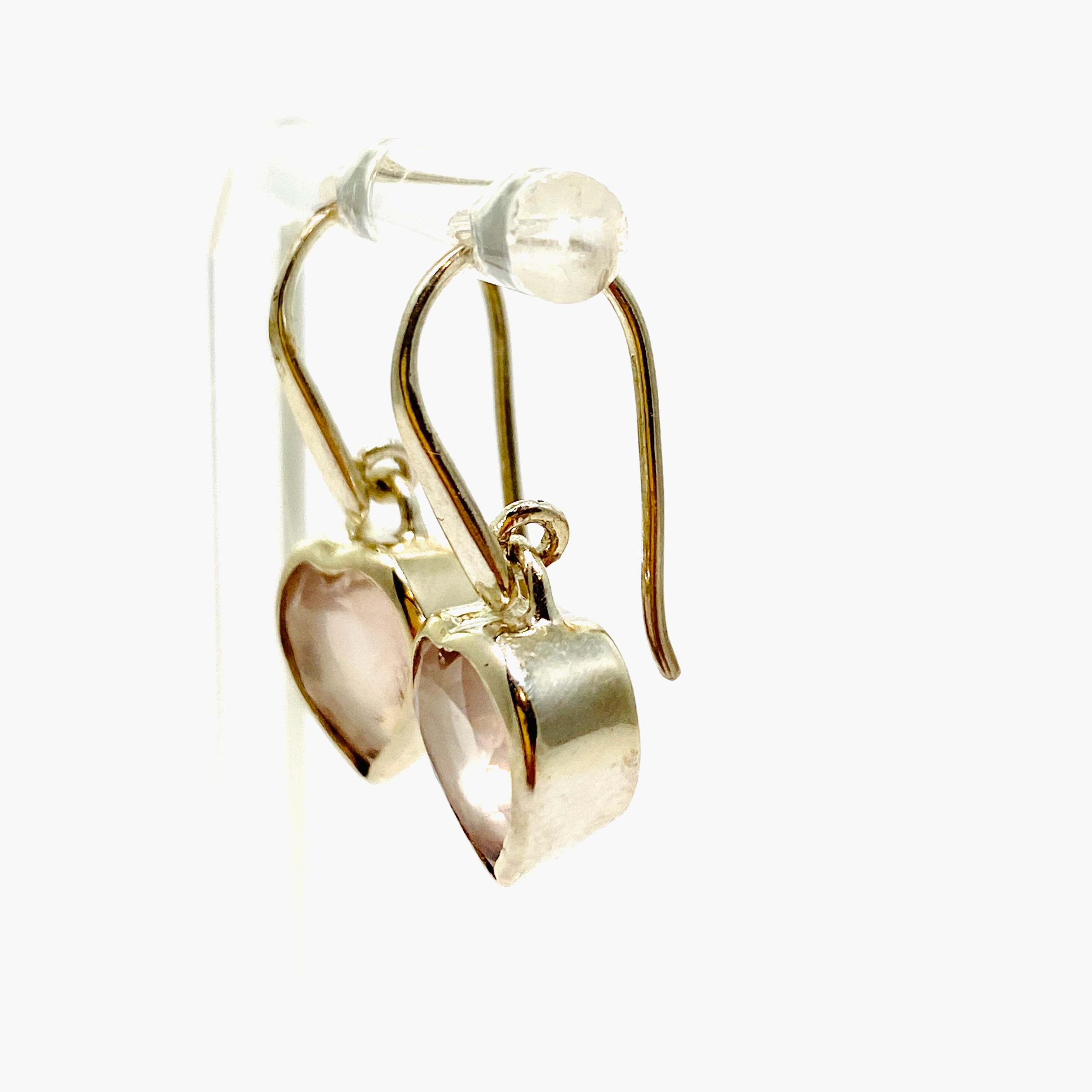 Rose Quartz Heart Faceted Earrings for Women - Dainty Crystal Stud Earrings - Healing Stone Jewelry for Valentine's Day Gift, Meditation & Energy Balancing