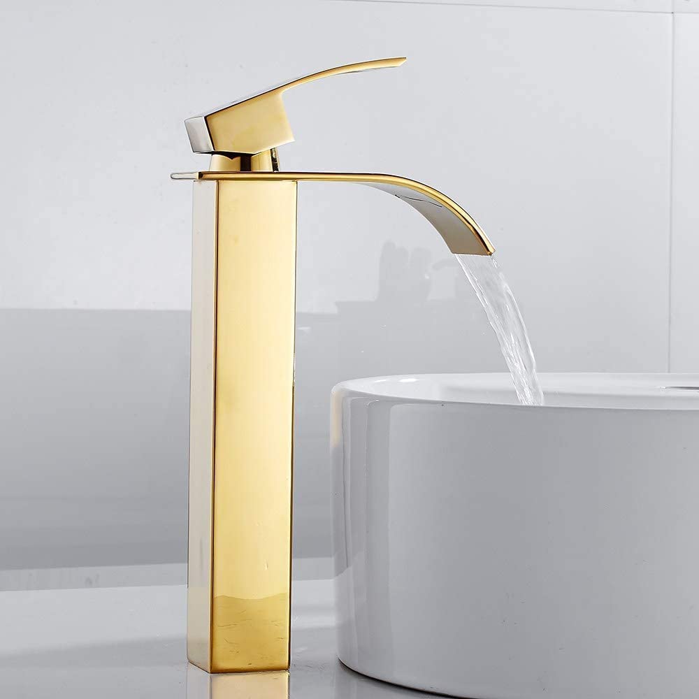Stainless Steel Single Handle Kitchen Sink Faucet - Modern Solid Gold Basin Water Tap Mixer for Bathroom & Bath Sink - Perfect for Home Renovation, Apartment Upgrade & Luxury Bathroom Decor