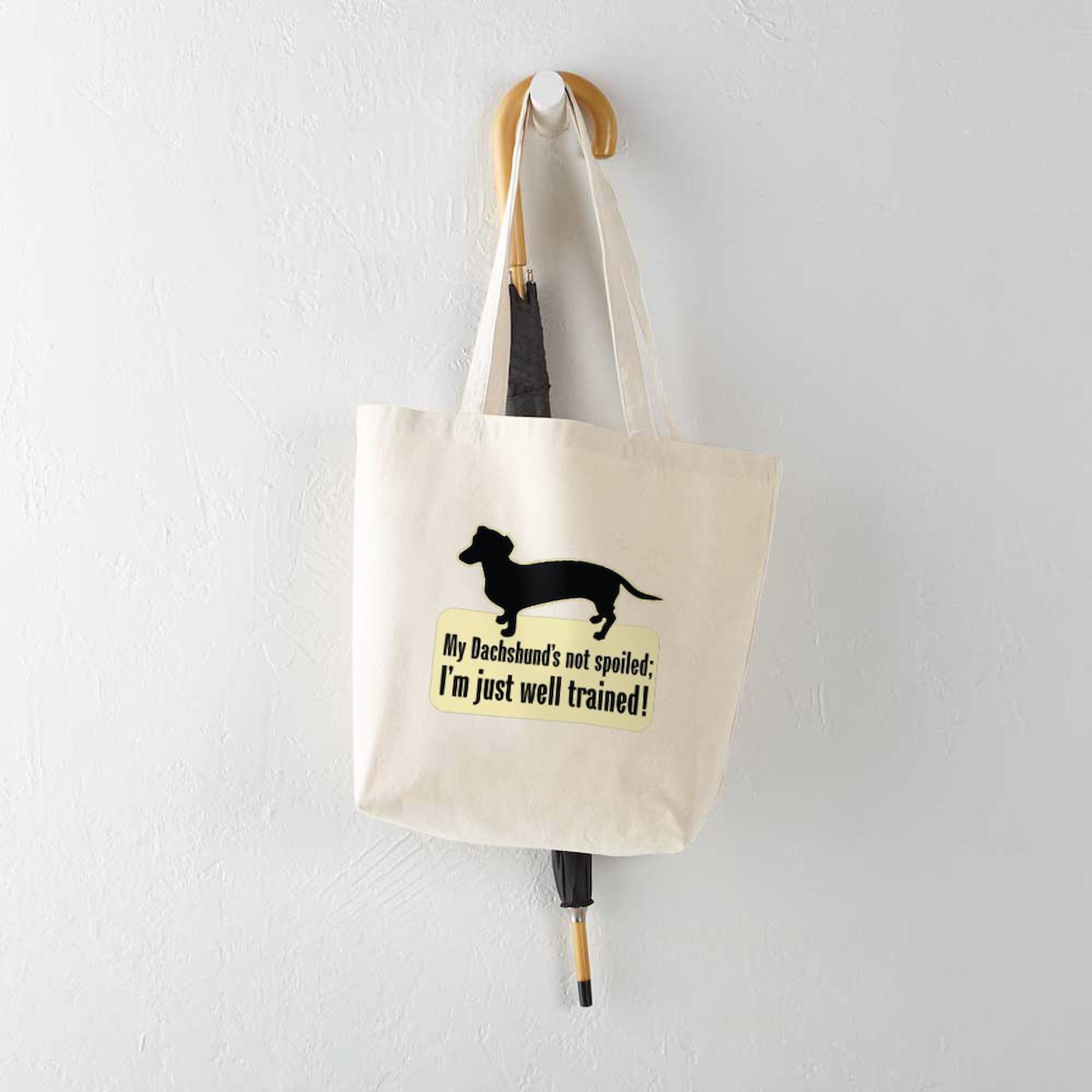 Stylish Dachshund 'Spoiled?' Canvas Tote Bag - Eco-Friendly Reusable Shopping Bag for Groceries, Beach & Daily Use