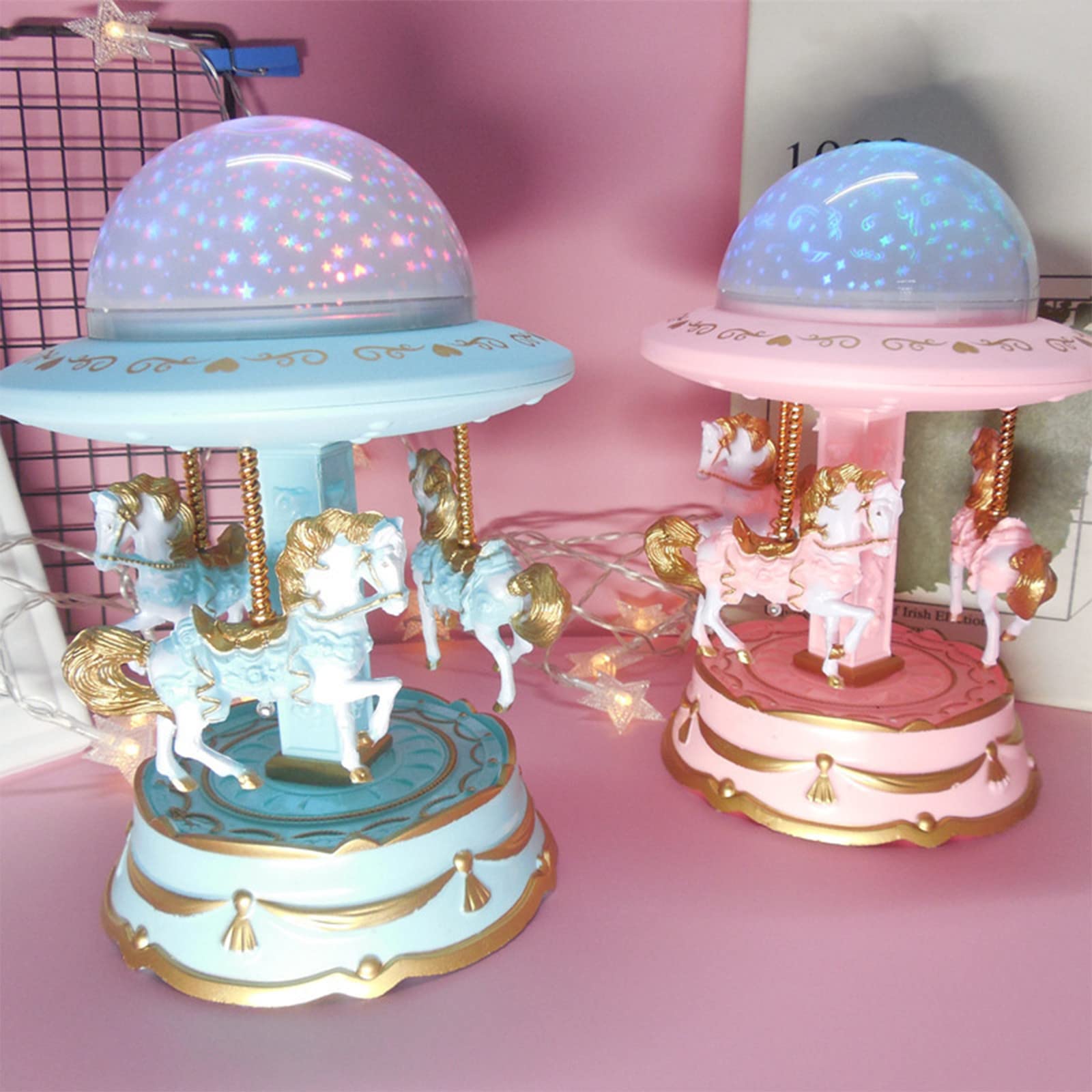 Carousel Music Box with Star Projection - Creative Lantern Music Box for Kids, Birthday & Holiday Gifts - Perfect for Bedroom Decor, Nursery Night Light, and Romantic Ambiance
