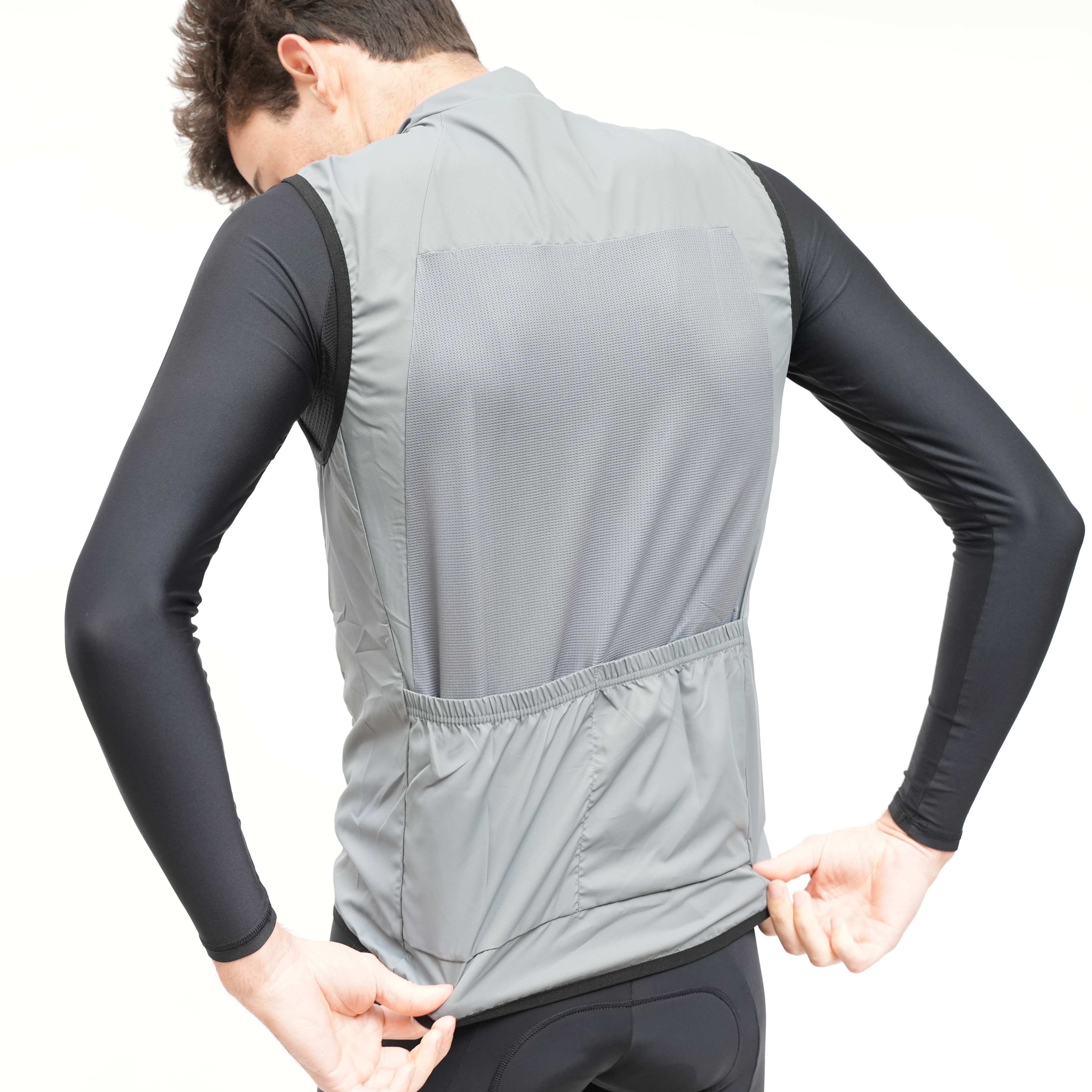 Men's Lightweight Windproof Vest - Gray Outdoor Running Jacket for Hiking, Cycling & Travel | Breathable & Water-Resistant