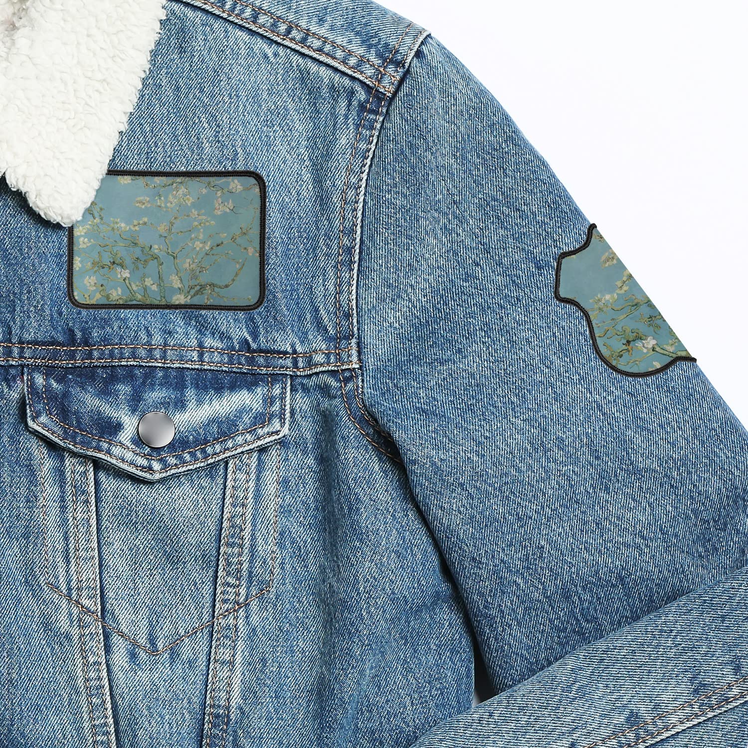 Van Gogh Almond Blossoms Iron On Patch - Premium Embroidered Rectangle Applique for Jackets, Bags & DIY Crafts - Art Inspired Fashion Accessory