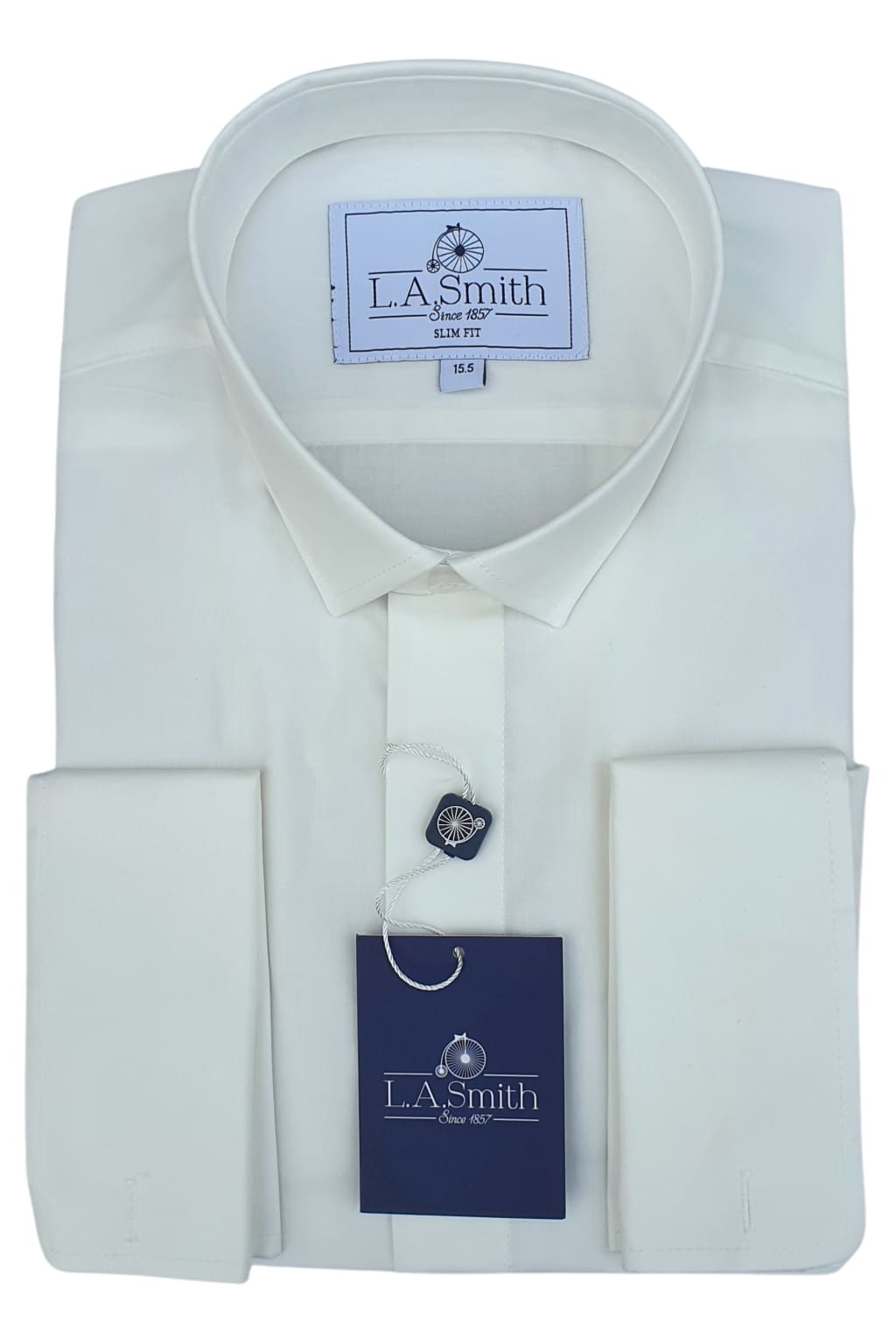 LA Smith Men's Ivory Slim Fit Dress Shirt - Formal Office Wear & Business Casual Attire for Professional Men