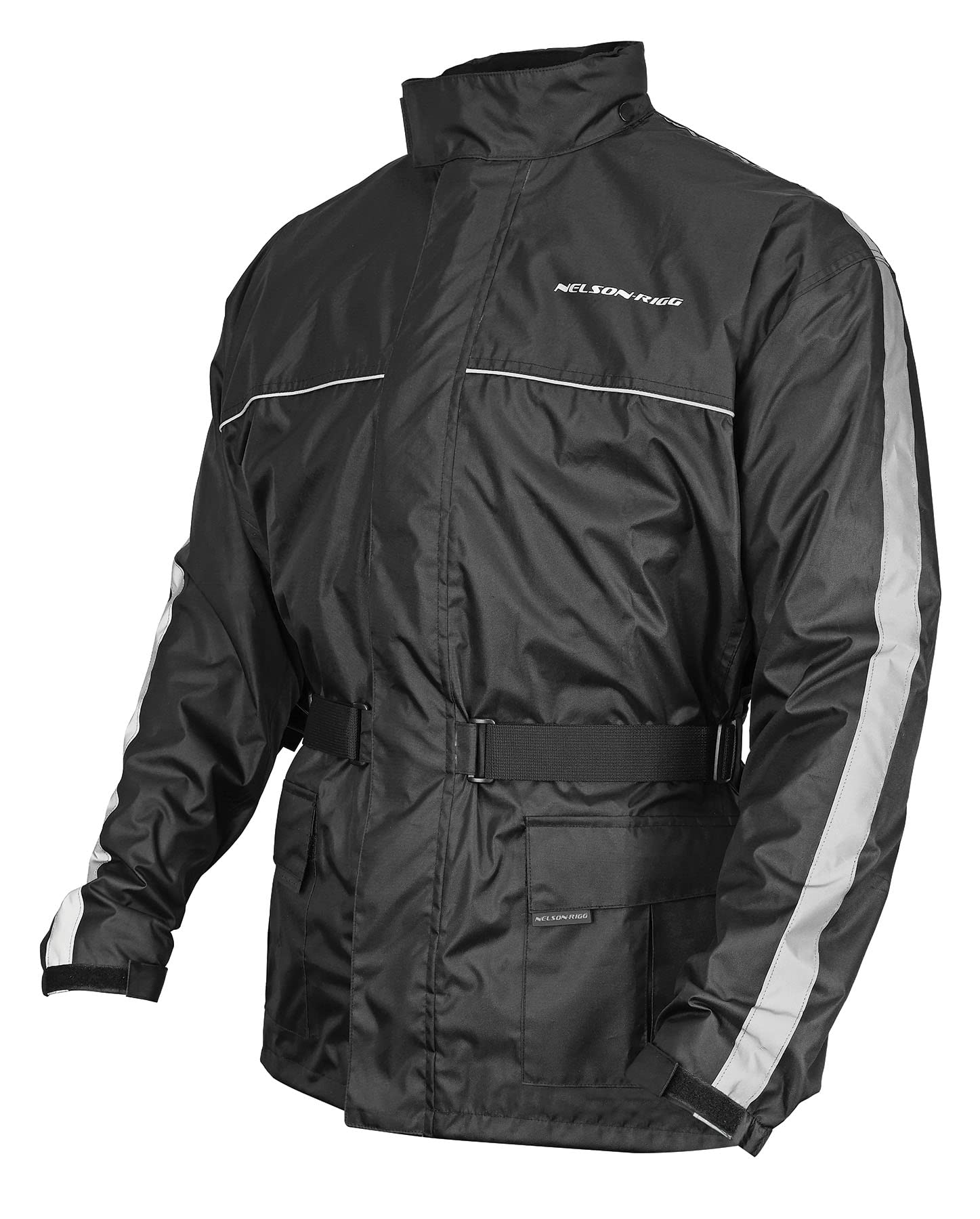 Nelson Rigg Solo Storm Rain Jacket - Waterproof, Breathable & Packable Motorcycle Rain Gear (Black, Large) for Outdoor Riding, Commuting & Adventure Travel