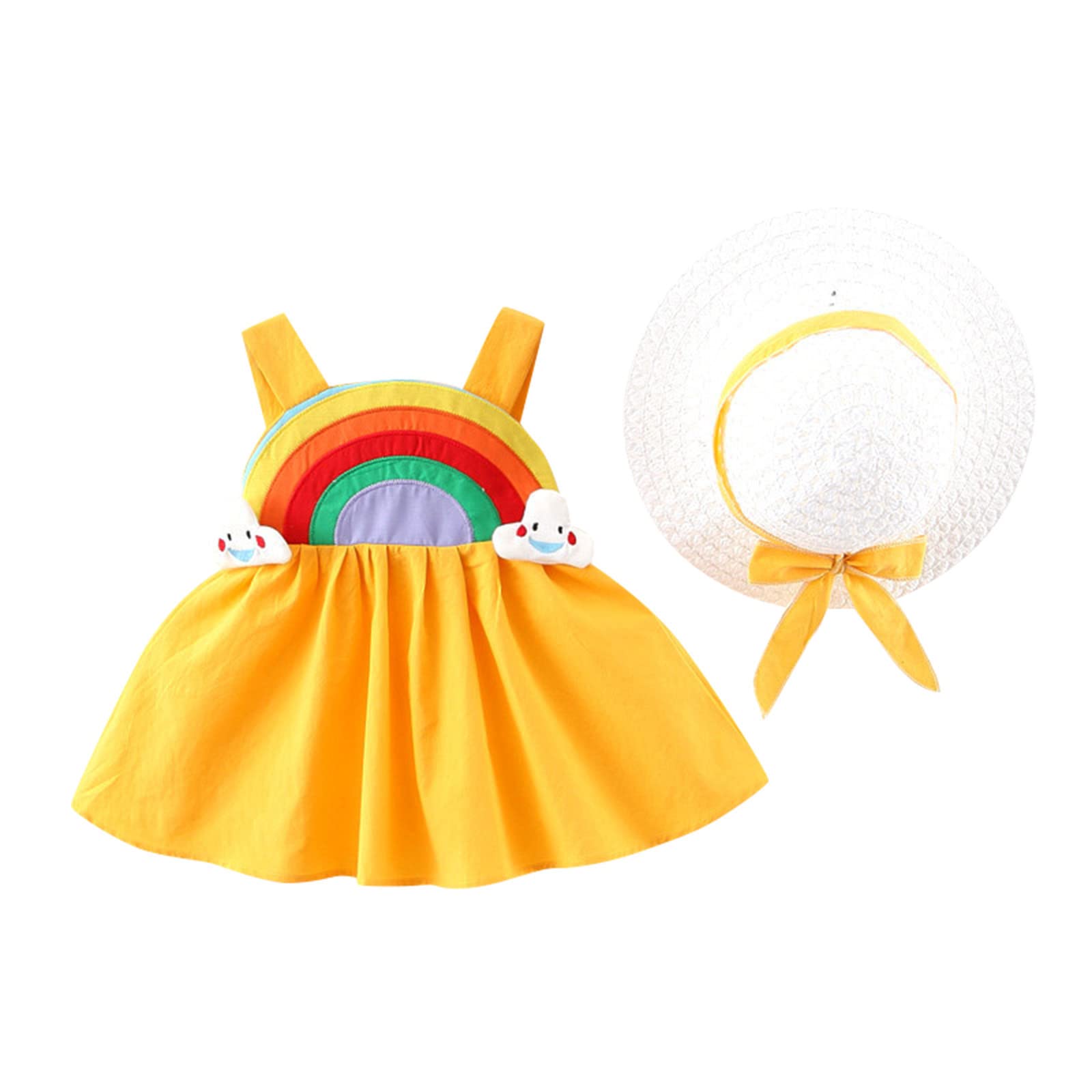 Rainbow Print Sleeveless Princess Dress for Toddler Girls - Summer Casual Strap Dress with Long Skirt - Perfect for Birthday Parties, Beach Outings & Family Photos