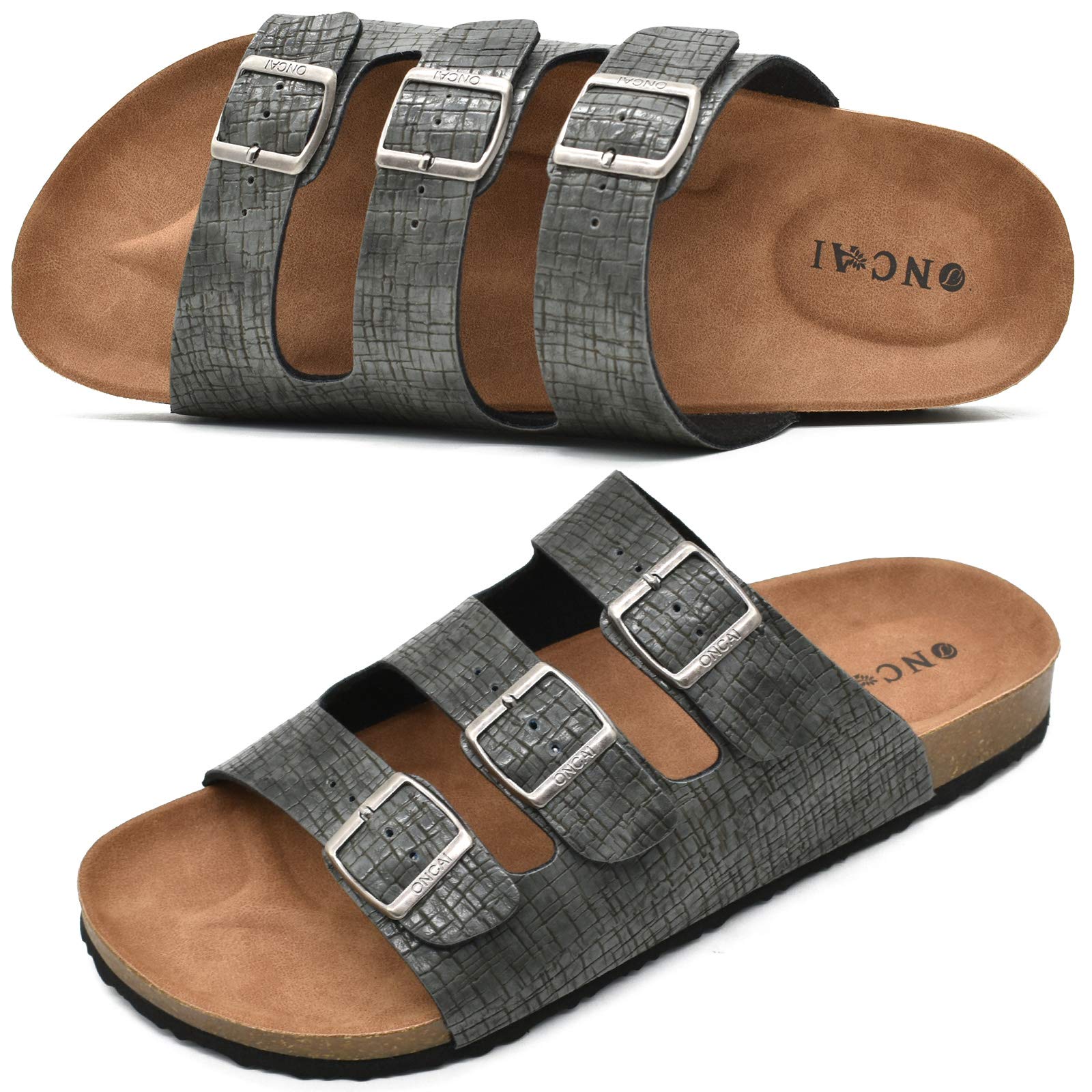 ONCAI Men's Sandals - Adjustable Buckle Strap, Soft Cushion Cork Rubber Sole, Comfortable Beach Slides for Summer Size 7-13 | Perfect for Beach Vacation, Poolside Lounging and Casual Outdoor Wear