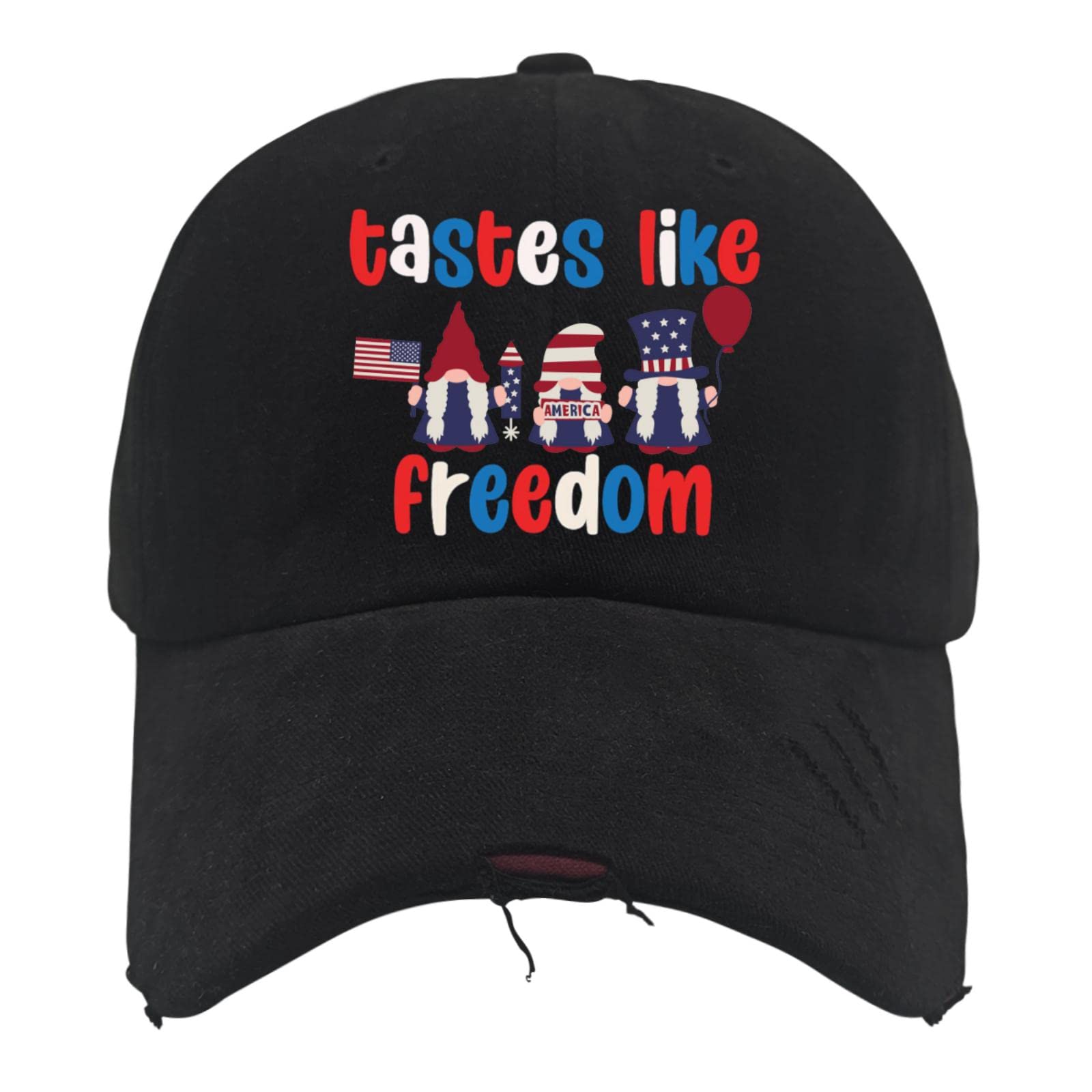 Premium Aumgo Baseball Cap for Men - Patriotic 4th of July Hat with 'Tastes Like Freedom' Design - Adjustable Cotton Snapback Hat for Outdoor Sports, Casual Wear & American Flag Day Celebrations