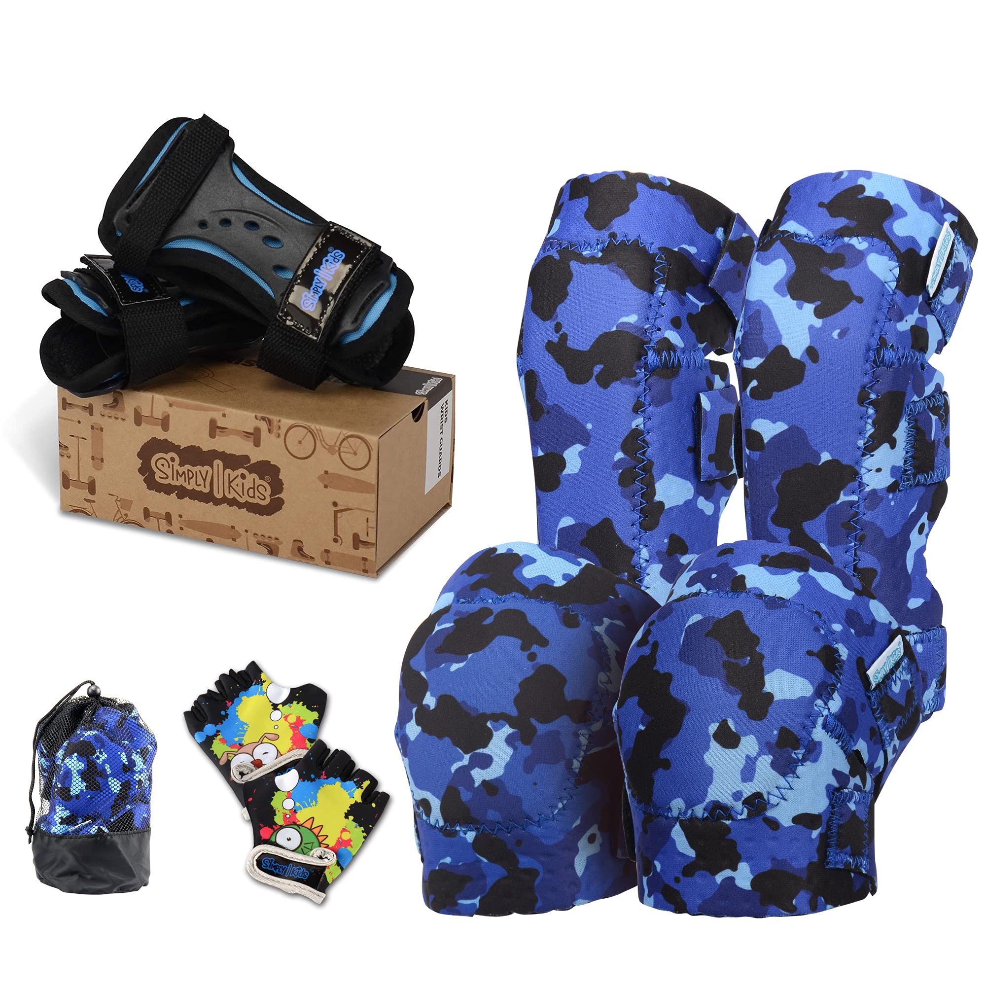 Kids Protective Gear Set - Knee Pads, Elbow Pads, Bike Gloves & Wrist Guards for Boys & Girls | Perfect for Roller Skating, Balance Bike, Skateboard & Outdoor Sports Safety