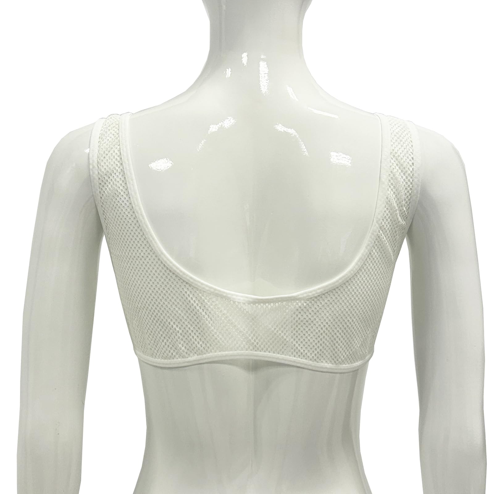 Sexy Women's Fishnet Mesh Crop Top - Deep U Neck Spaghetti Strap Tank Top with Built-in Bra for Nightclub, Party & Festival Outfits | Breathable Summer Fashion Top for Women