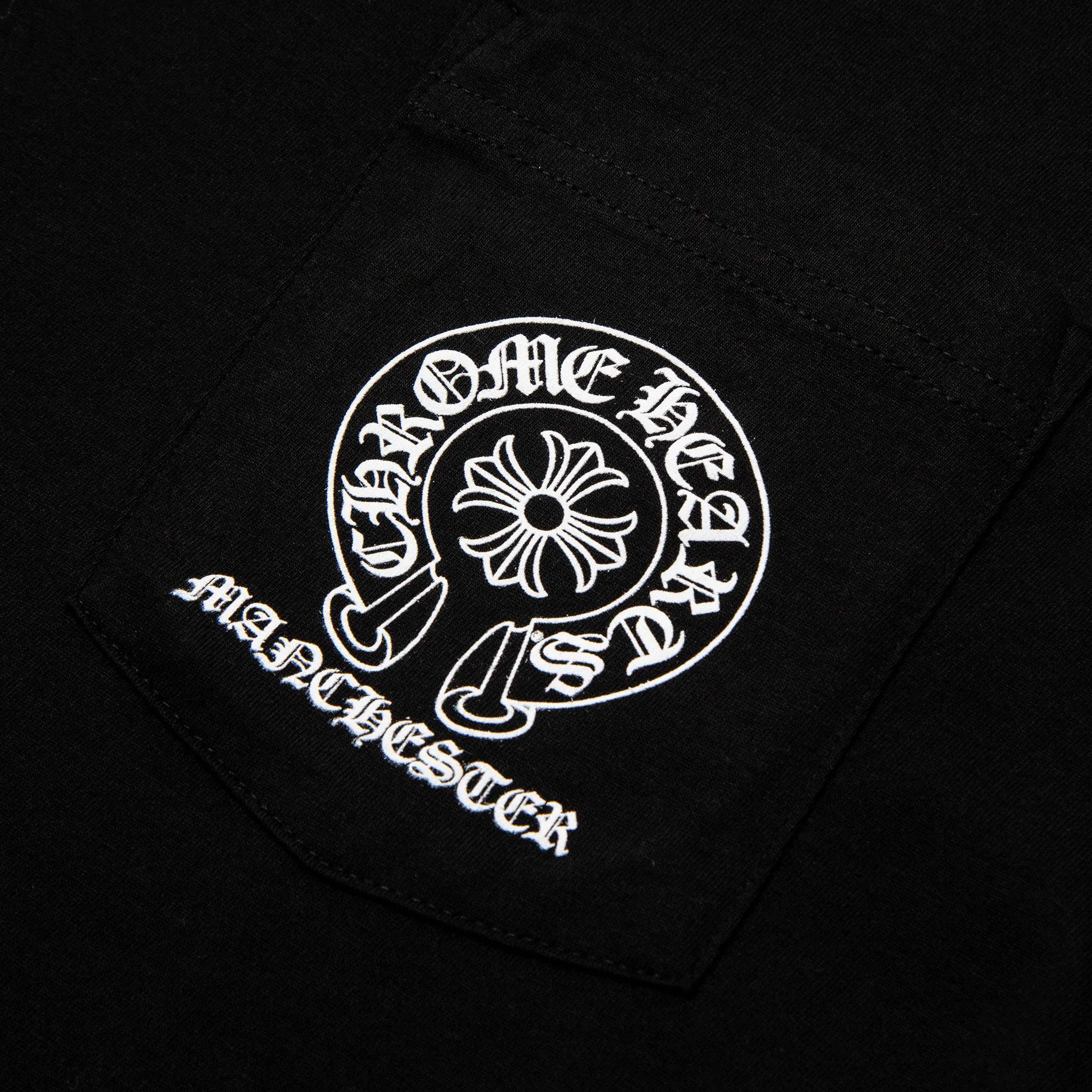 Chrome Hearts Manchester Exclusive Horse Shoe Pocket Logo Long Sleeve Black T-Shirt for Men - Stylish Streetwear & Casual Outfit Essential
