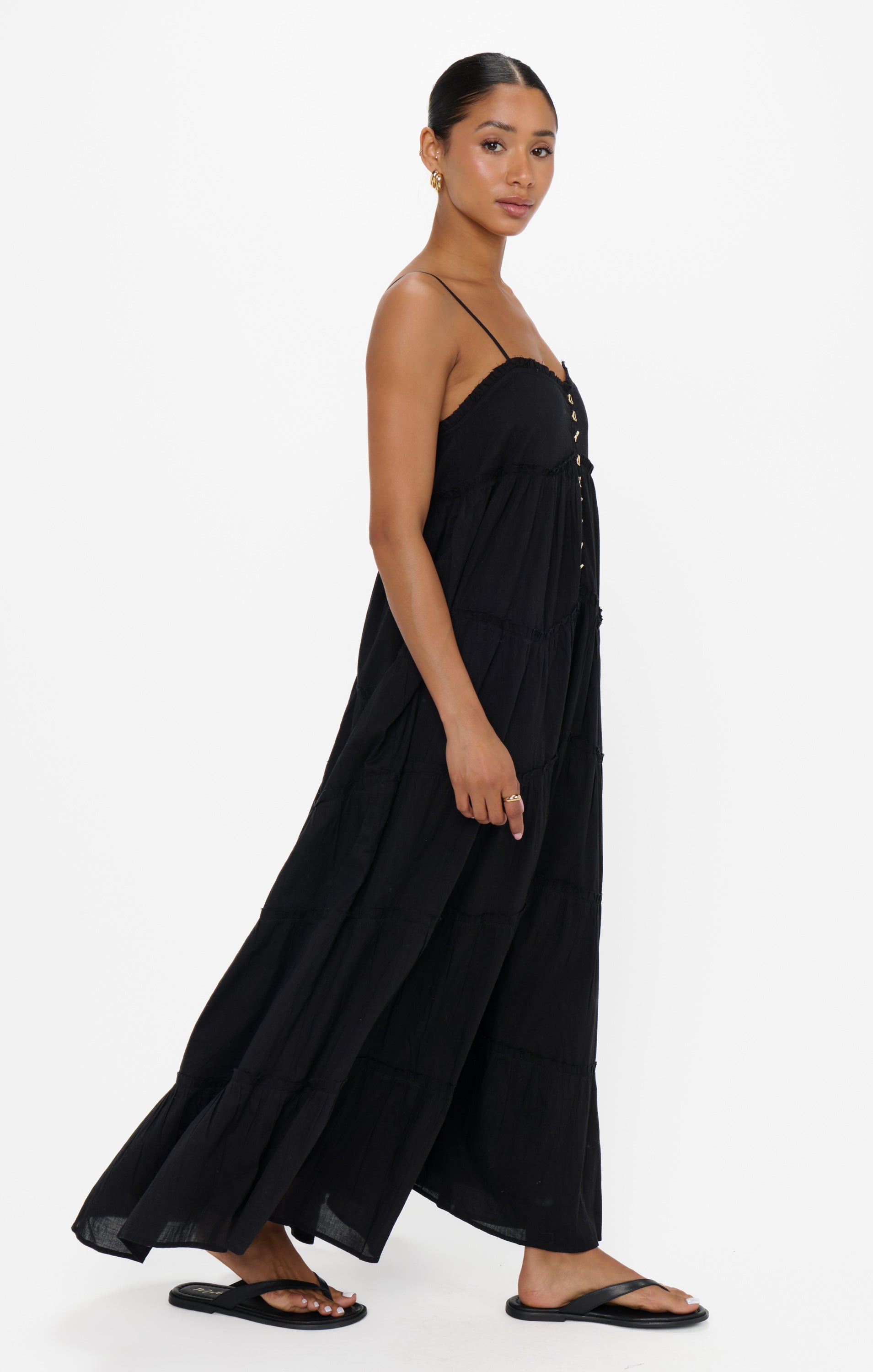 Gracie Midi Dress for Women - Elegant Black Voile Summer Dress | Perfect for Beach Vacations, Date Nights & Casual Outings