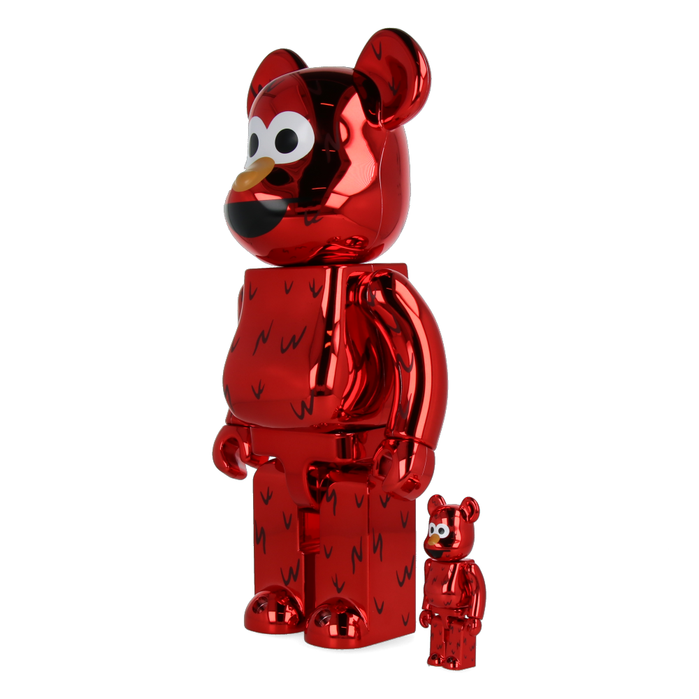 400% + 100% Bearbrick Elmo Chrome Version Collectible Toy Figure - Perfect for Display, Gifts, and Anime Merchandise Collections