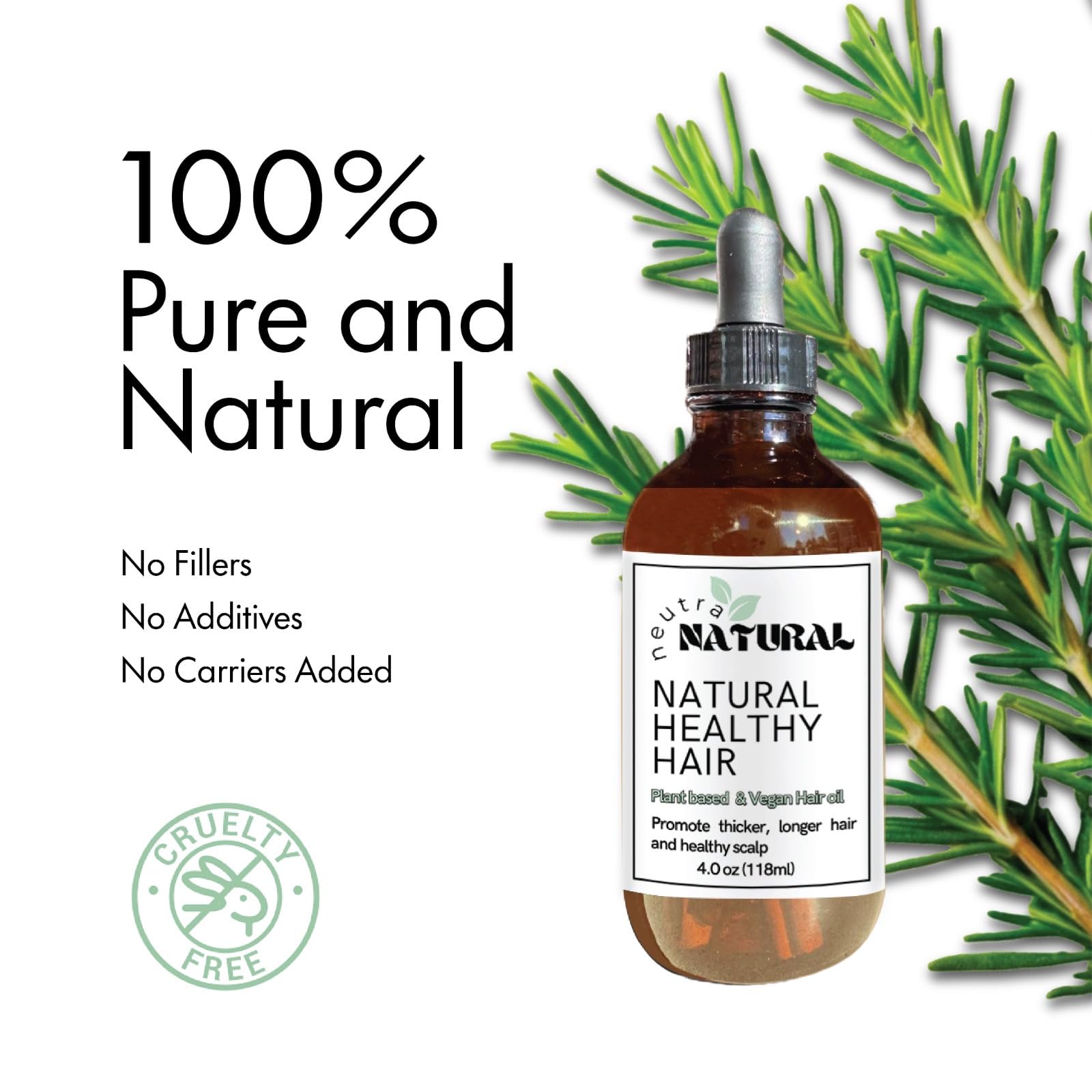Organic Rosemary Hair Growth Oil - Plant-Based & Healthy Hair Treatment for Thicker, Stronger Hair (2oz) | TikTok Viral Hair Care for Daily Nourishment & Scalp Massage