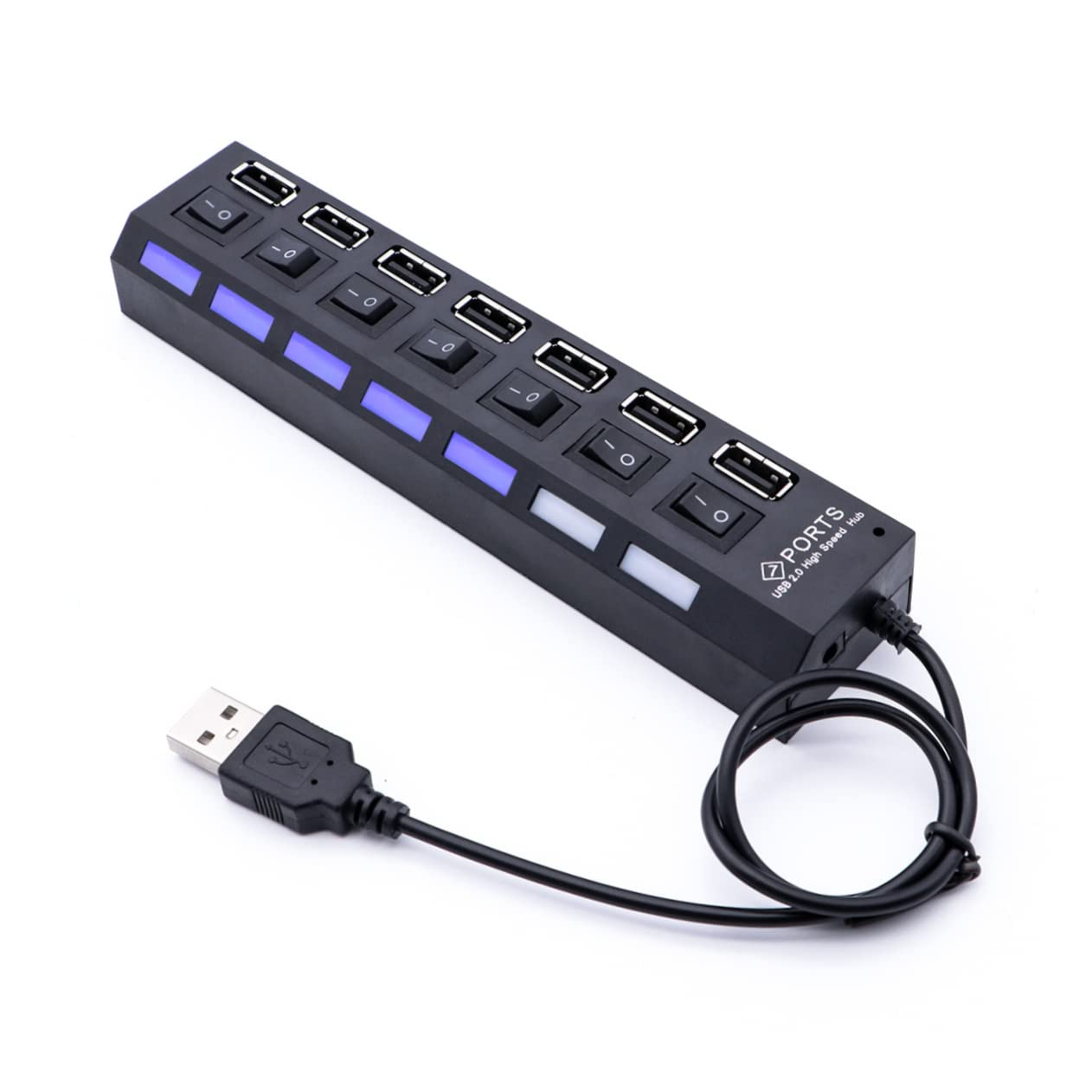 Homoyoyo 7-Port USB Hub Splitter - Slim & Portable USB 3.0 Data Hub Adapter for Laptop, PC, Mac - 3-Pack Multi-Port USB Expander for Charging, Data Transfer, Keyboard, Mouse & External Devices (Home/Office/Travel Use)