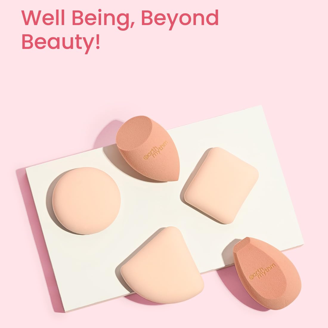 Earth Rhythm Beauty Makeup Powder Puff - Ultra Soft Foundation Sponge for Flawless Coverage | Square Shape | Travel-Friendly | Pack of 1 | Perfect for Liquid & Powder Foundation Application On-The-Go