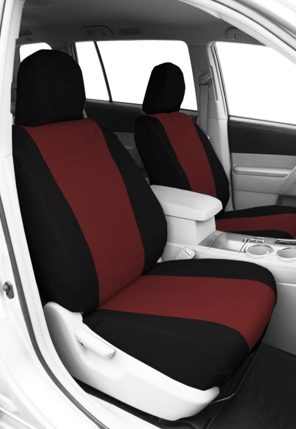 Premium Custom Fit Car Seat Covers for 2010-2015 Chevy Camaro - Durable Cordura Fabric in Burgundy with Black Trim - Easy Installation Bucket Seat Protectors (Front Pair) - Perfect for Road Trips, Daily Commutes & Car Interior Protection