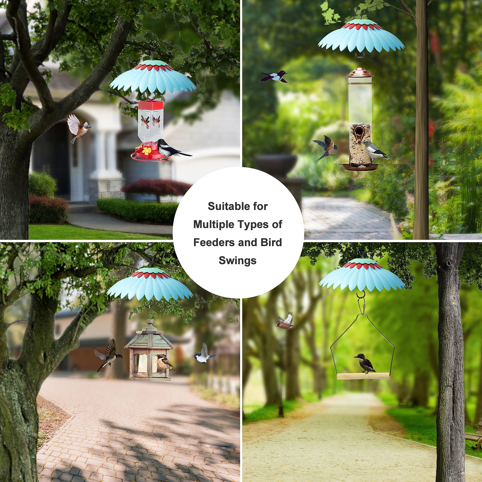 Squirrel Baffle for Bird Feeders - 14 Inch Blue Dome Squirrel Proof Protector, Hummingbird Feeder Guard with Moat Design, Easy to Clean & Durable for Outdoor Use - Perfect for Backyards, Gardens & Patios to Keep Squirrels Away While Attracting Birds