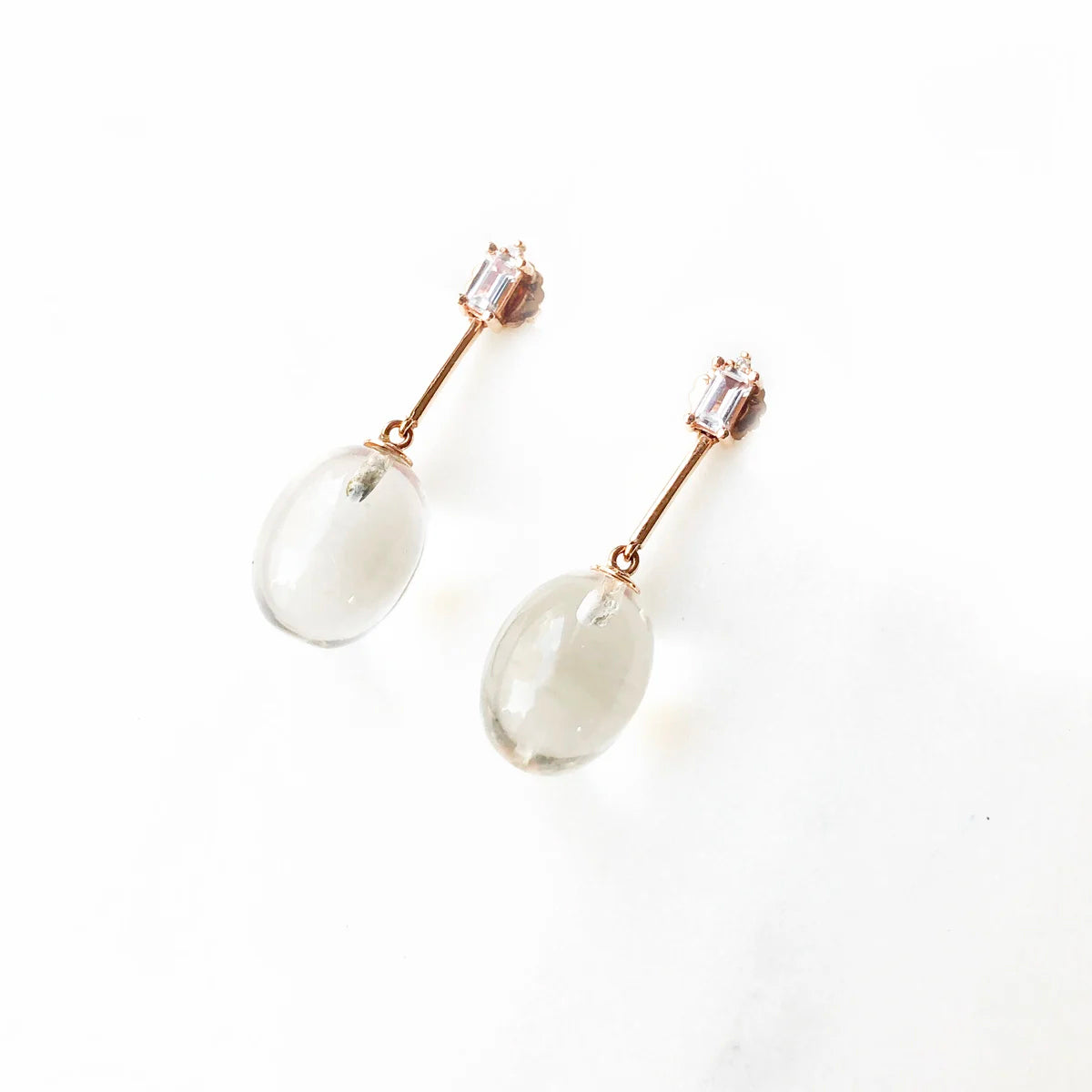Natural Clear Quartz Egg Drop Earrings for Women – Elegant Dangle Jewelry for Everyday Wear & Special Occasions