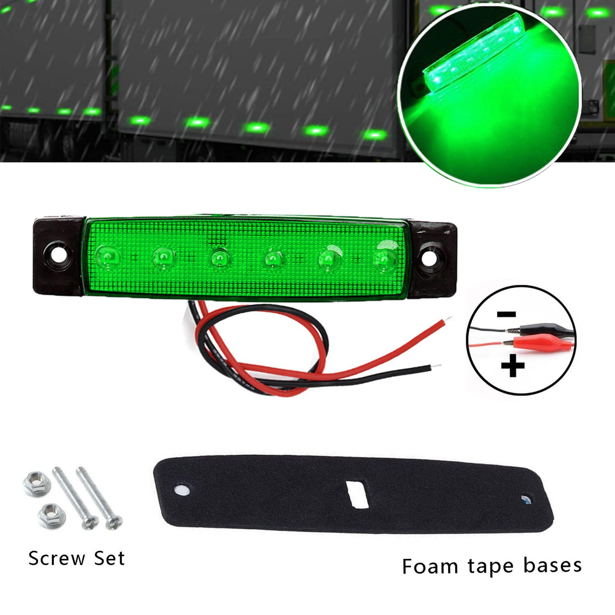 10 Pcs Green LED Rock Strip Lights - Wheel Well Underglow Lighting Kit for Cars, Trucks, SUVs, RVs & Golf Carts | Waterproof Off-Road Side Marker Lights for Wrangler & Jeep | Perfect for Night Driving, Off-Roading & Custom Car Shows