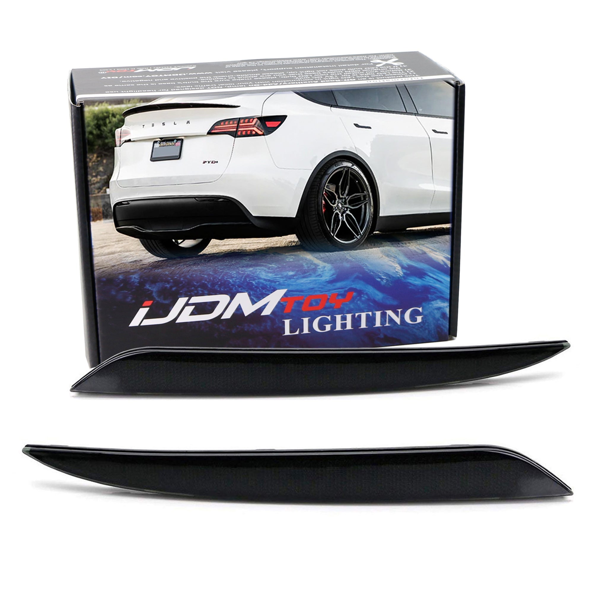 Dark Smoked Rear Bumper Reflector Lens Replacement for Tesla Model 3 2017-2023 - Upgrade Your Car's Style & Safety - Perfect for Night Driving and Custom Modifications