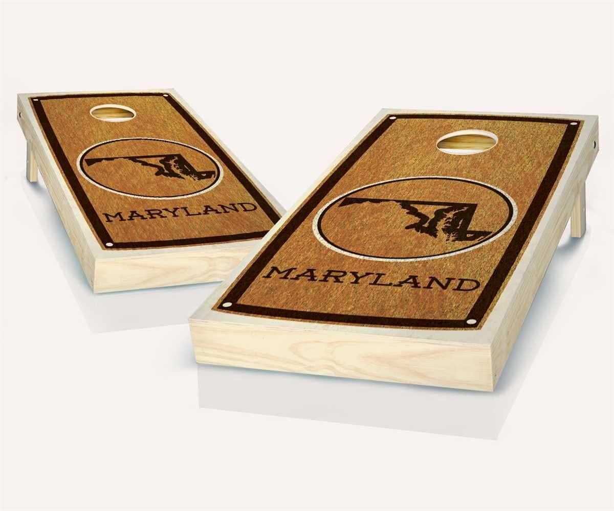 Skip's Garage Maryland State Themed Cornhole Game Set - 2 Boards & 8 Bags with Custom Accessories - Perfect for Tailgating, Backyard BBQs, and Outdoor Parties