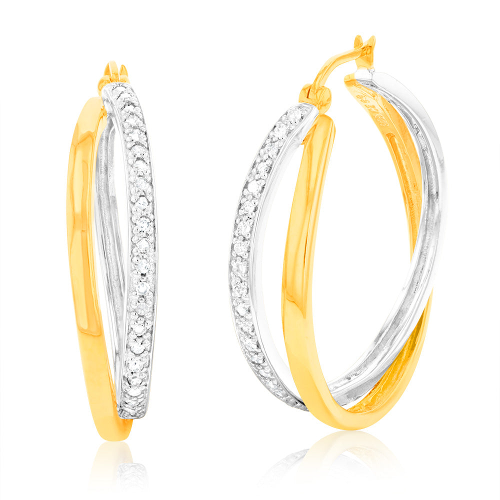1/2 Carat Diamond Hoop Earrings in 14K Gold Plated Sterling Silver - Perfect for Weddings, Parties & Everyday Elegance