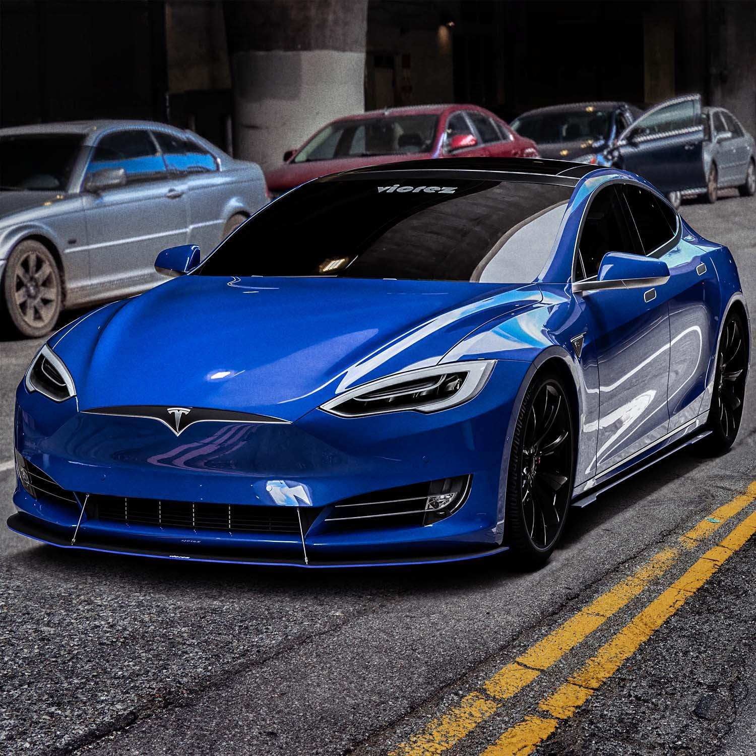 Vicrez VR1 Side Splitter vz102386 - Compatible with Tesla Model S 2015-2021 | Front Bumper Lip Spoiler | Aggressive Styling & Improved Aerodynamics | Perfect for Car Enthusiasts & Performance Upgrades