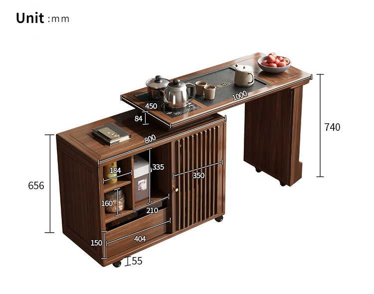 Extendable & Rotatable Walnut Tea Table - Adjustable Coffee Table for Living Room, Perfect for Small Spaces, Reading Nook, or Home Office