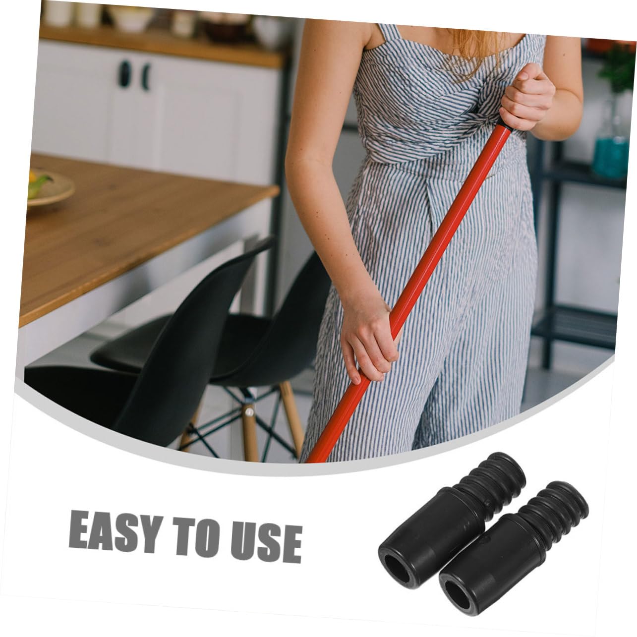 CLISPEED 4-Pack Black Plastic Mop Head Replacement Tips - Fits Telescopic Poles & Broom Handles - Perfect for Hardwood Floors, Tile & Laminate Cleaning