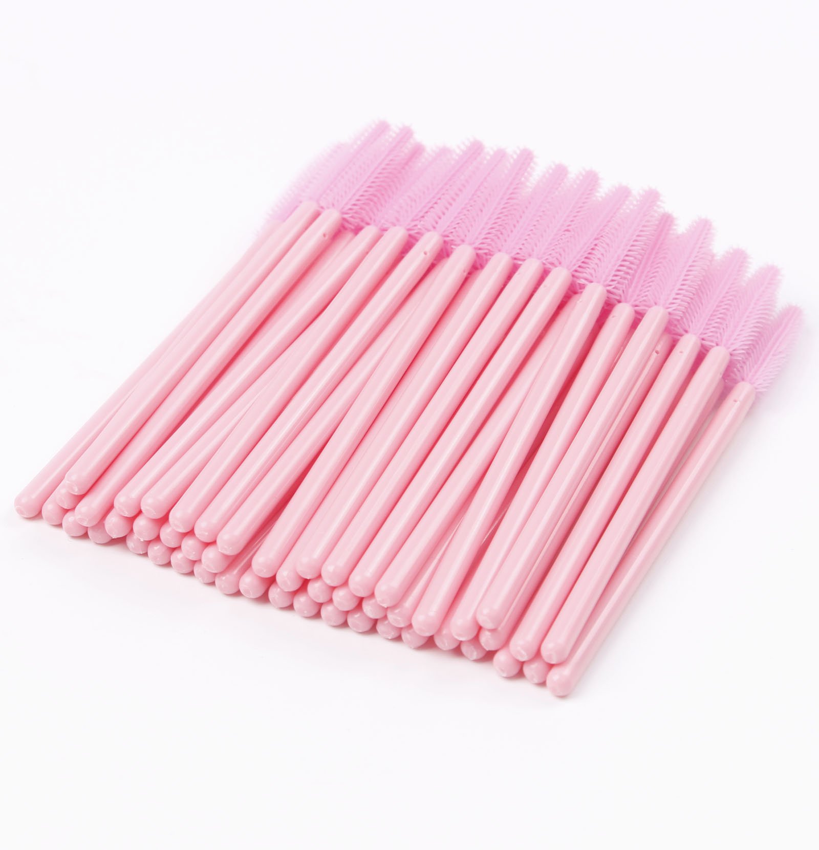 Disposable Silicone Eyelash Mascara Brushes - Pack of 100, Tower Shape-8 Eyebrow & Eyelash Applicator Wands, Pink Makeup Tool Kit | Perfect for Professional Salons, Home Makeup & Travel Beauty Essentials