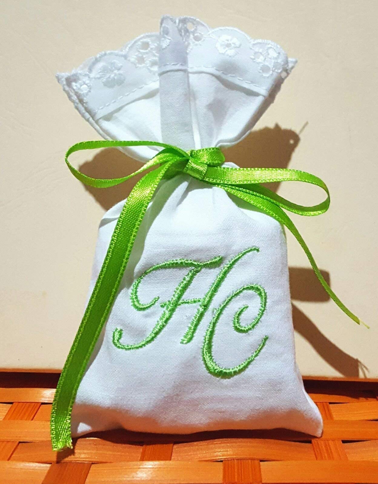 Personalized Wedding Favor Bags - 20 Embroidered Initial Name Confetti Bags for Bridal Shower, Reception & Party Decor | Elegant Gift Packaging for Guests