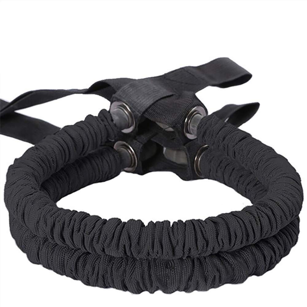 Elastic Abdominal Rope & Wheel Pull Rope - Gym Equipment for Core Workouts, Ab Roller Exercise Stretch Band Accessories (Black) - Perfect for Home Gym, Fitness Training & Strength Exercises