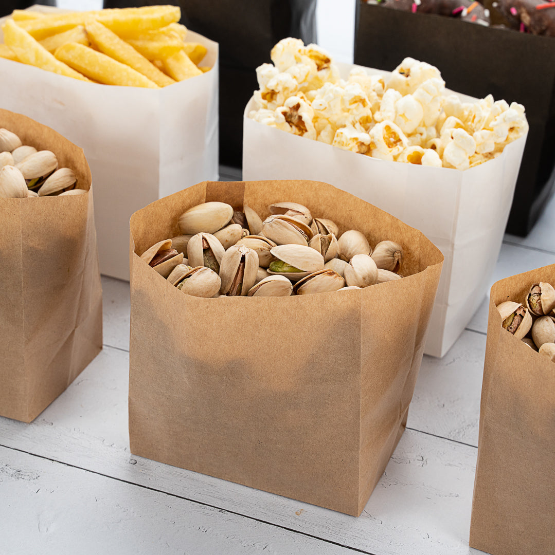 Eco-Friendly Kraft Paper Snack Bags 4x2.25x3.75 Inches - 100 Count Bulk Pack for Parties, Picnics & School Lunches