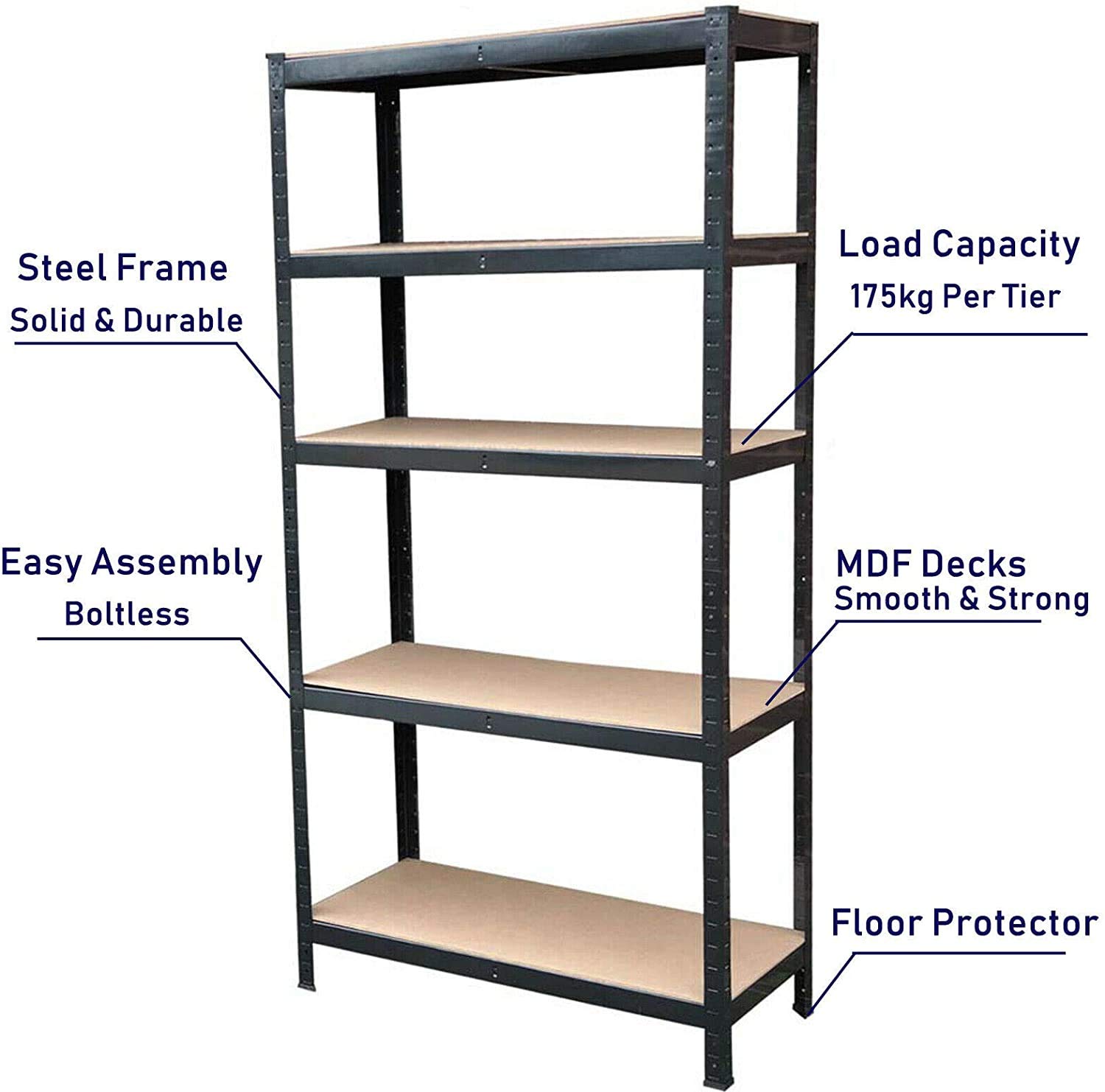 5-Tier Heavy Duty Metal Storage Shelves - 28