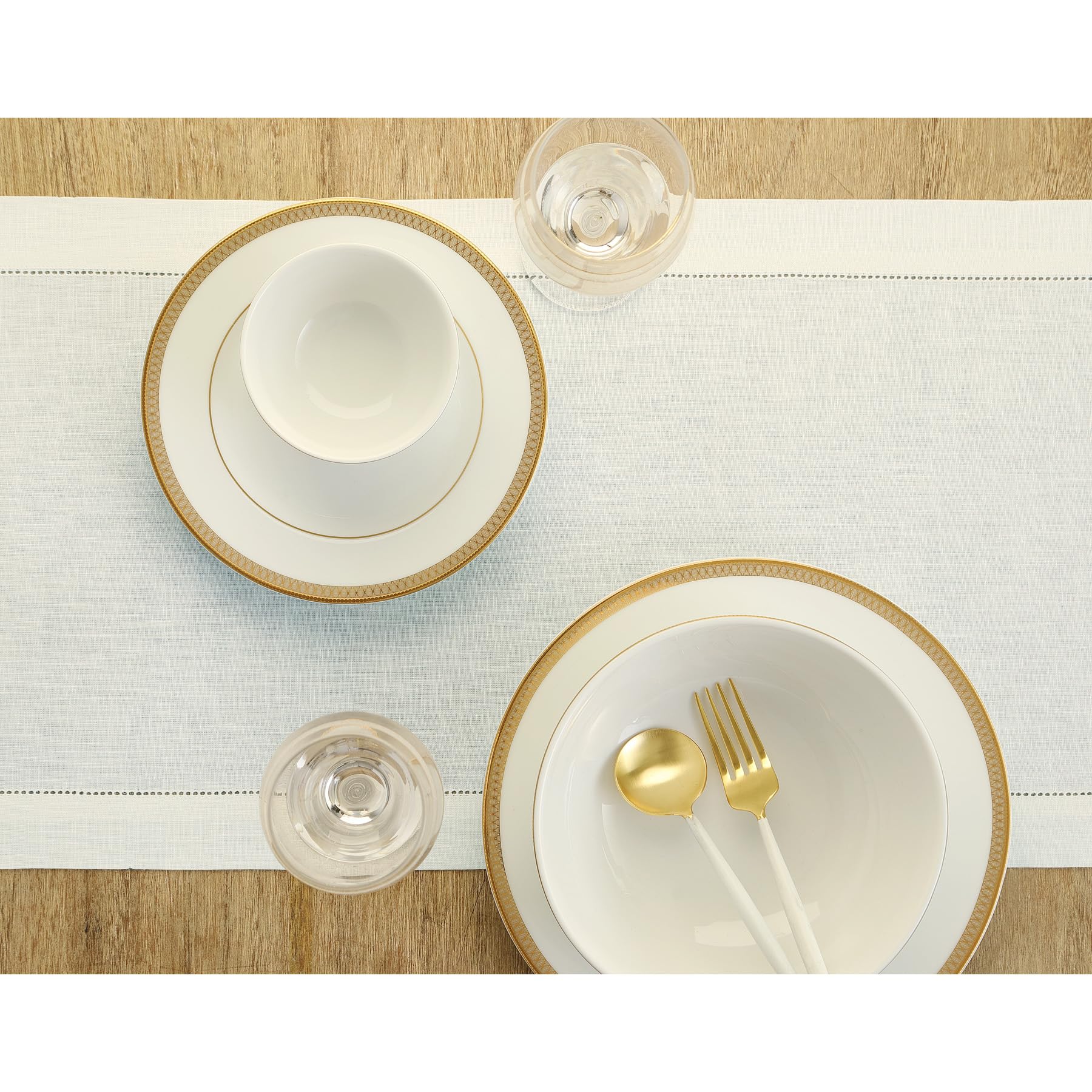 Solino Home 100% Pure Linen Ivory Table Runner 16 x 108 Inches - Classic Hemstitch Design for Dining Table, Wedding Decor, Party & Holiday Events (Easter, Mother's Day, Spring)