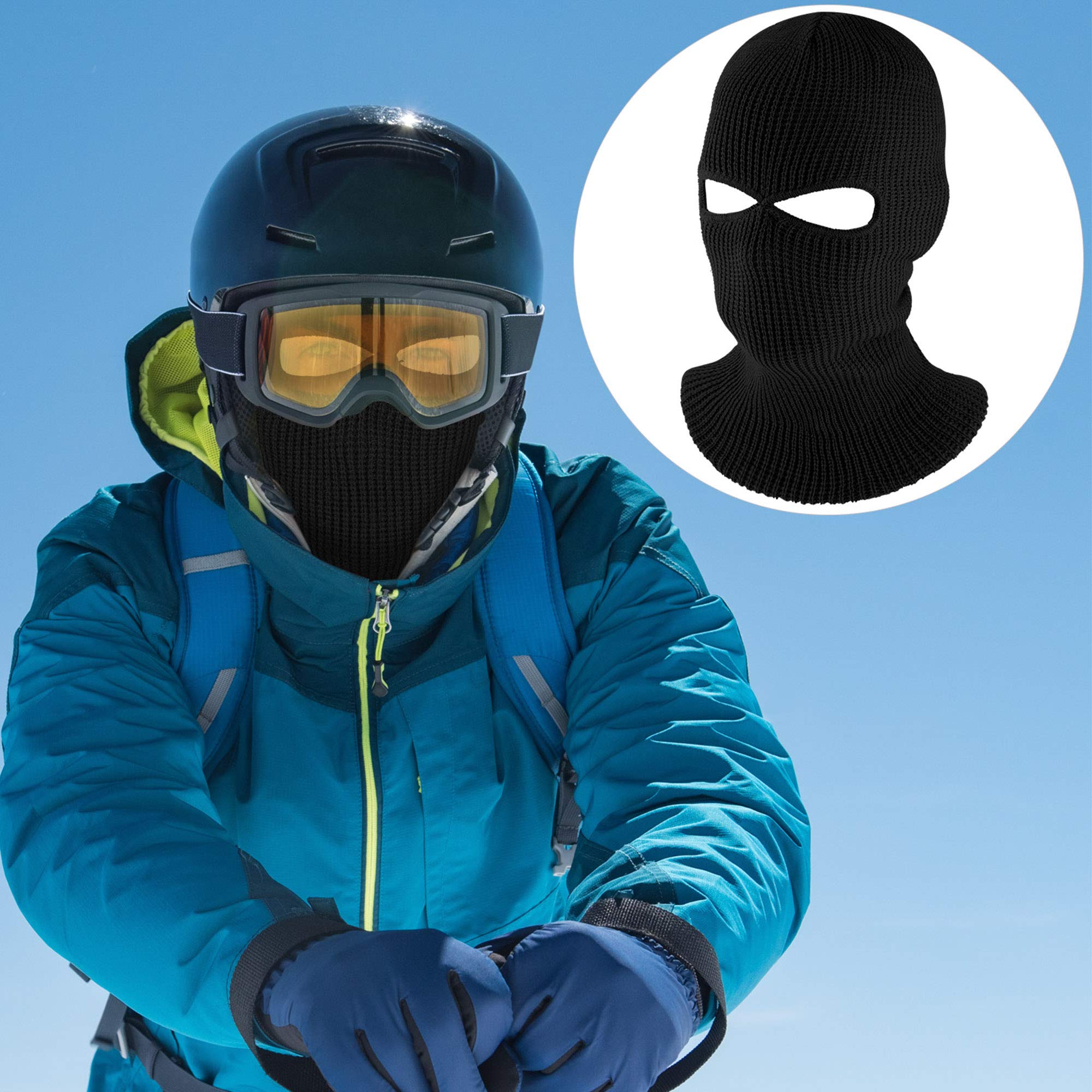 Geyoga 2 Hole Knitted Ski Mask - Winter Full Face Cover Balaclava for Men & Women - Warm Breathable Outdoor Sports Face Mask for Skiing, Snowboarding, Motorcycling & Hiking