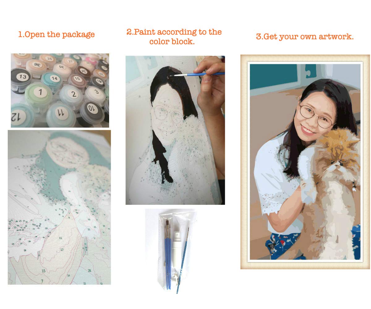 Custom Paint by Numbers Kit for Adults - DIY Personalized Acrylic Oil Painting with Floating Frame & Rolled Canvas (24x30 Inch Unassembled) - Perfect for Home Decor, Gift Giving & Relaxing Art Therapy