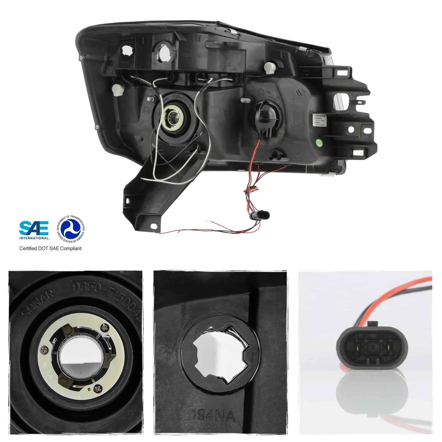 AKKON Black Bezel Dual Halo Projector LED Headlights for Nissan Titan Armada - Replacement Pair for Improved Night Visibility & Style | Perfect for Off-Roading, Night Driving & Car Customization