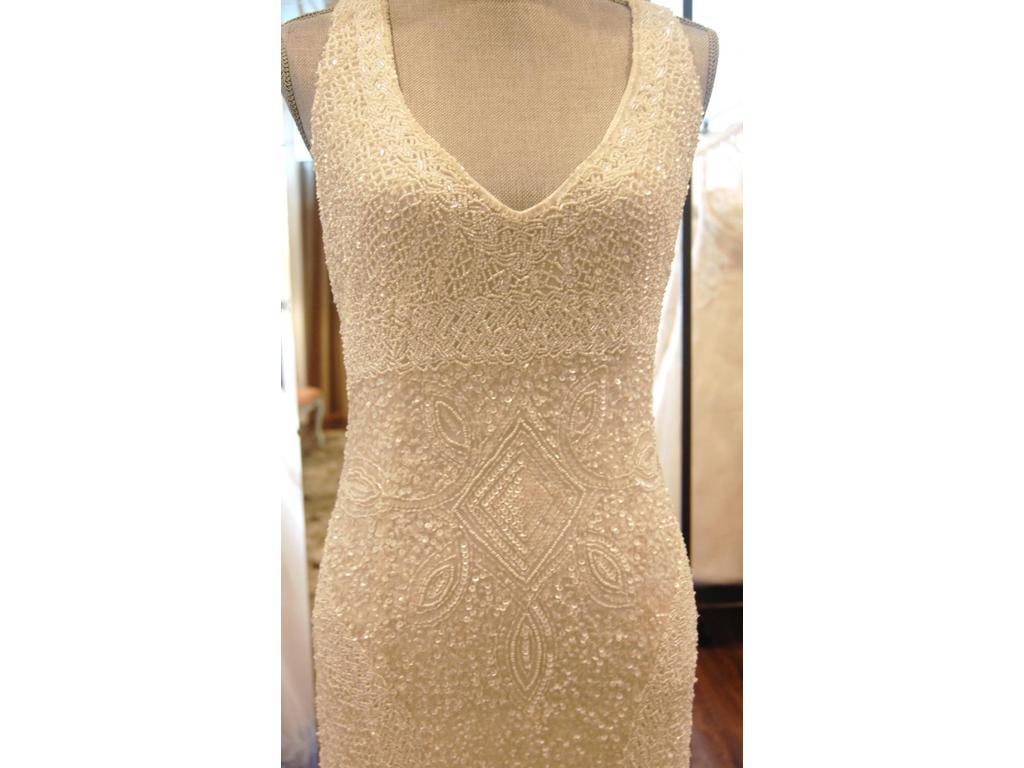 Theia Caitlin 890062 Lace Wedding Dress with Long Train - Perfect for Bridal Ceremony & Formal Events
