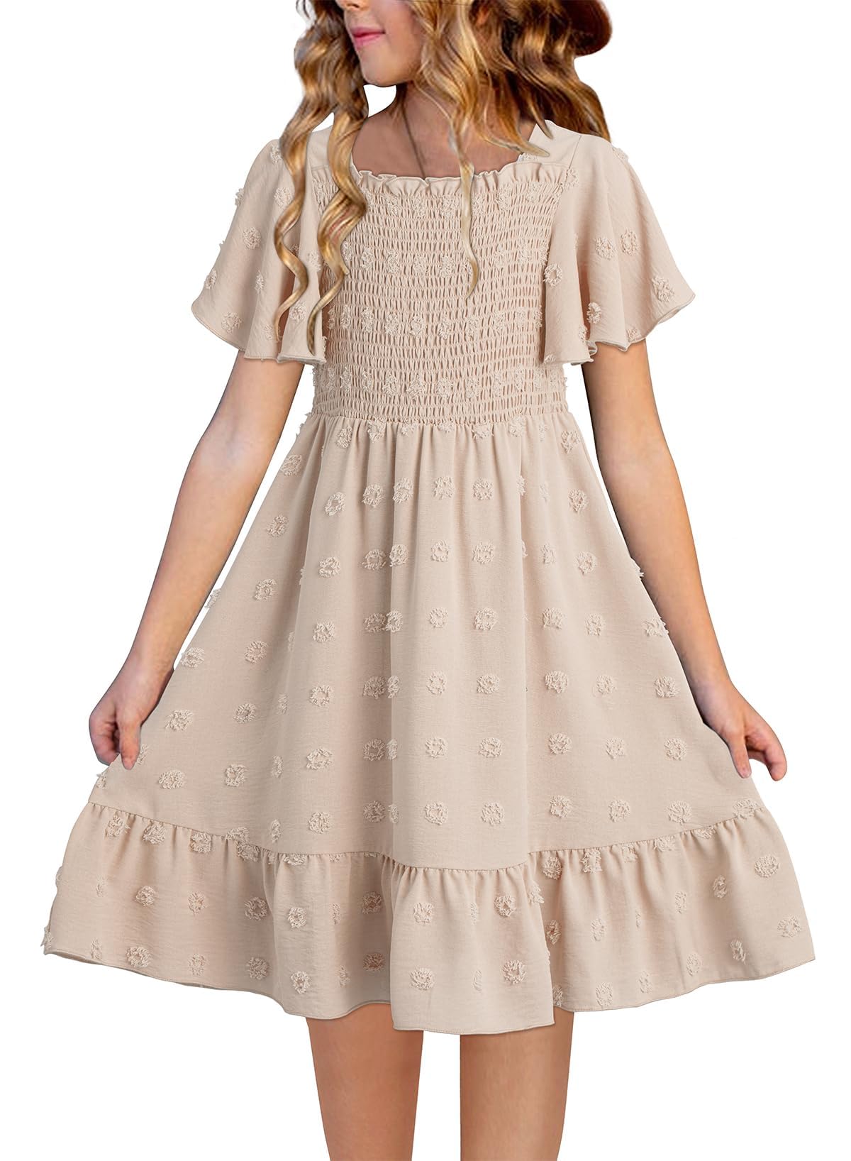 Blibean Girls Summer Chiffon Dresses 2025 - Floral Print Casual Sundresses for Kids Age 6-15 Years | Perfect for Beach Vacations, Birthday Parties & Family Outings