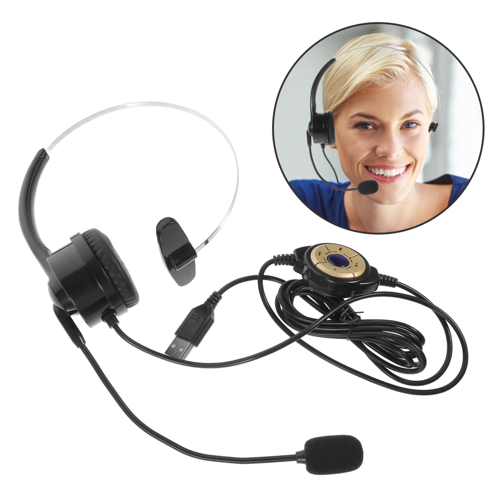Jojofuny 5-Pack Single Ear Headphones with Microphone - Lightweight Corded Headset for Live Streaming, Gaming & Call Centers - Memory Foam Ear Pads for Comfort (Ideal for DJs, Podcasters & Office Use)