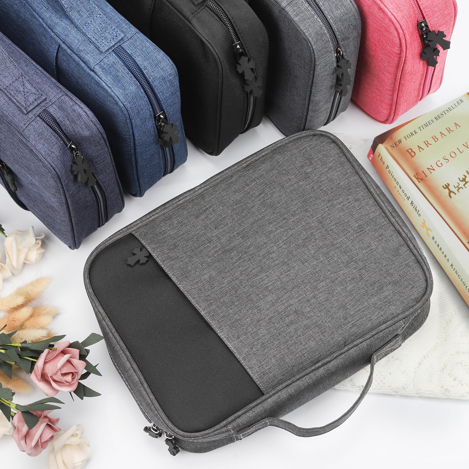 MOSLA Bible Cover Bag for Women & Men - Durable Scripture Study Book Cover with Handle & Pocket - Perfect Gift for Fathers, Mothers, Kids - Ideal for Catholic Church & Christian Worship - Great for Bible Study, Church Services & Travel