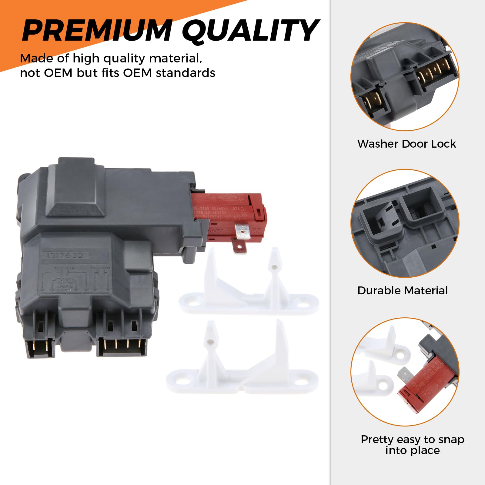 Frigidaire Whirlpool Kenmore Crosley GE Washer Door Lock Switch & Door Strike Replacement (131763202, 131763256, 1317633, 131763310) - Compatible with 1317632, 131763200, 131763255, 131269400 - Perfect for Washing Machine Repair and Maintenance