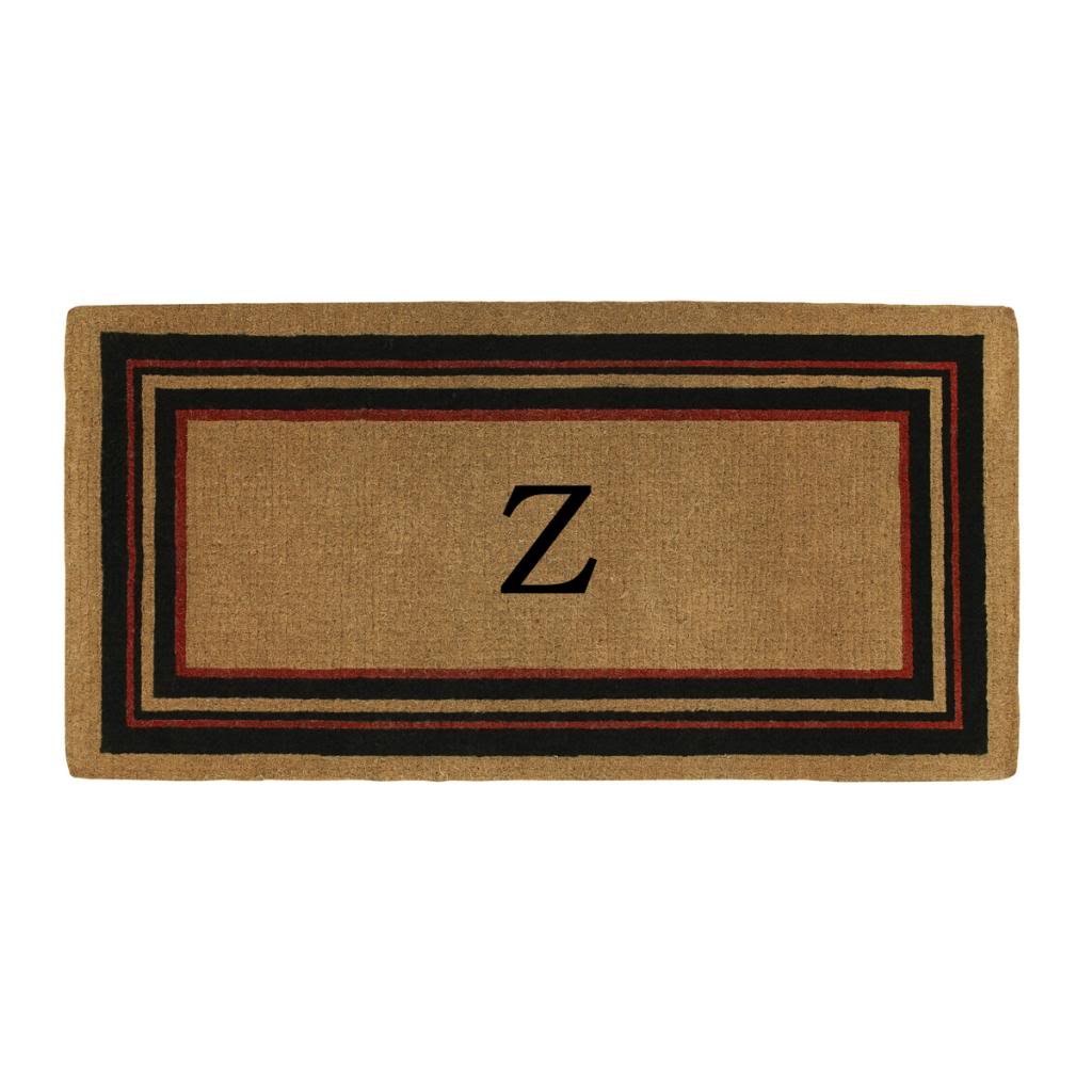 Calloway Mills 180063672 Z Esquire Extra-Thick Monogrammed Doormat - Personalized Letter Z, 3' x 6', Natural/Black/Red - Perfect for Entryway, Front Door, and Home Decor