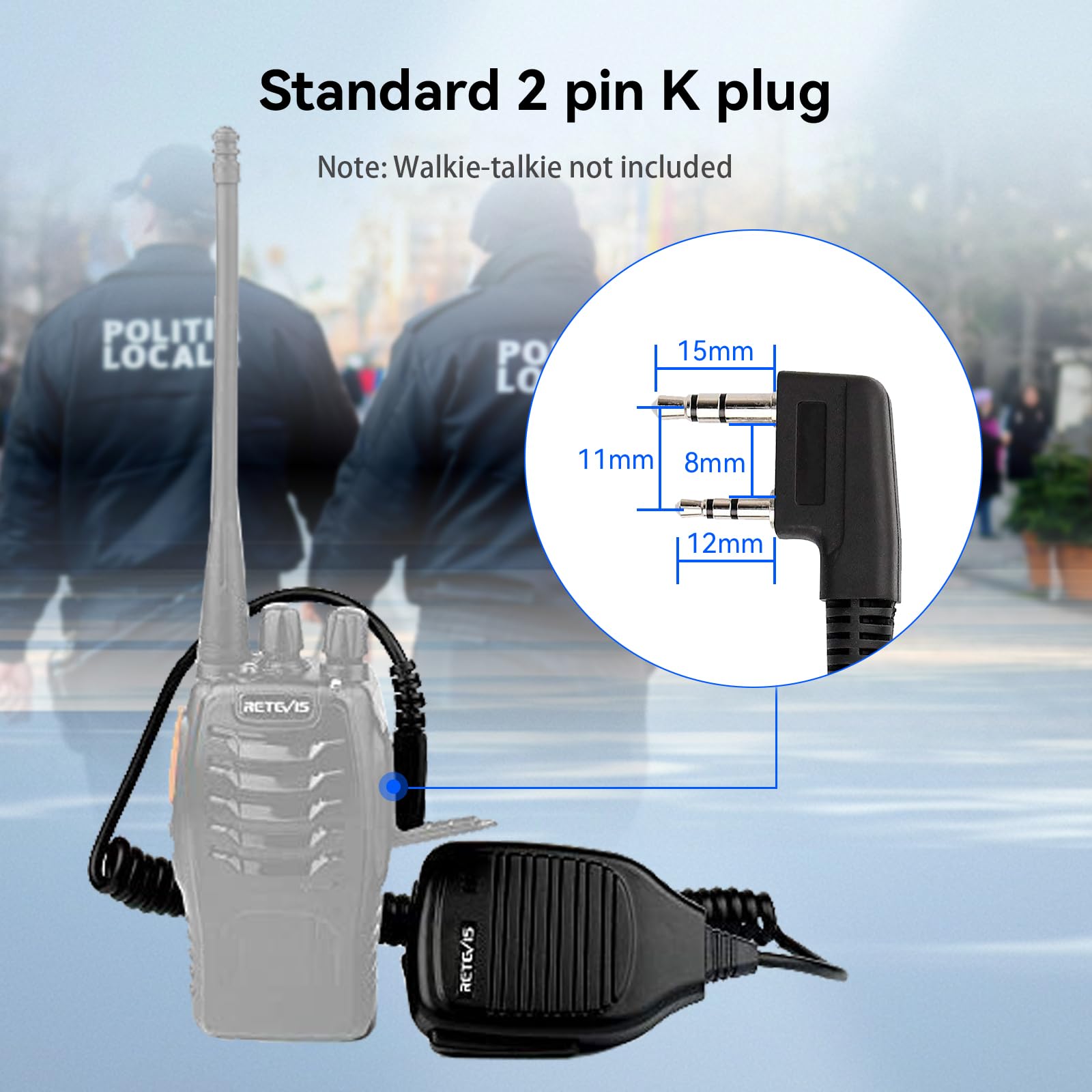 Retevis 2 Pin Shoulder Microphone Speaker - 5 Pack Walkie Talkie Mic Compatible with Retevis H-777 RT22 RT68 & Baofeng UV-5R BF-F8HP - Perfect for Security, Construction, and Outdoor Adventures